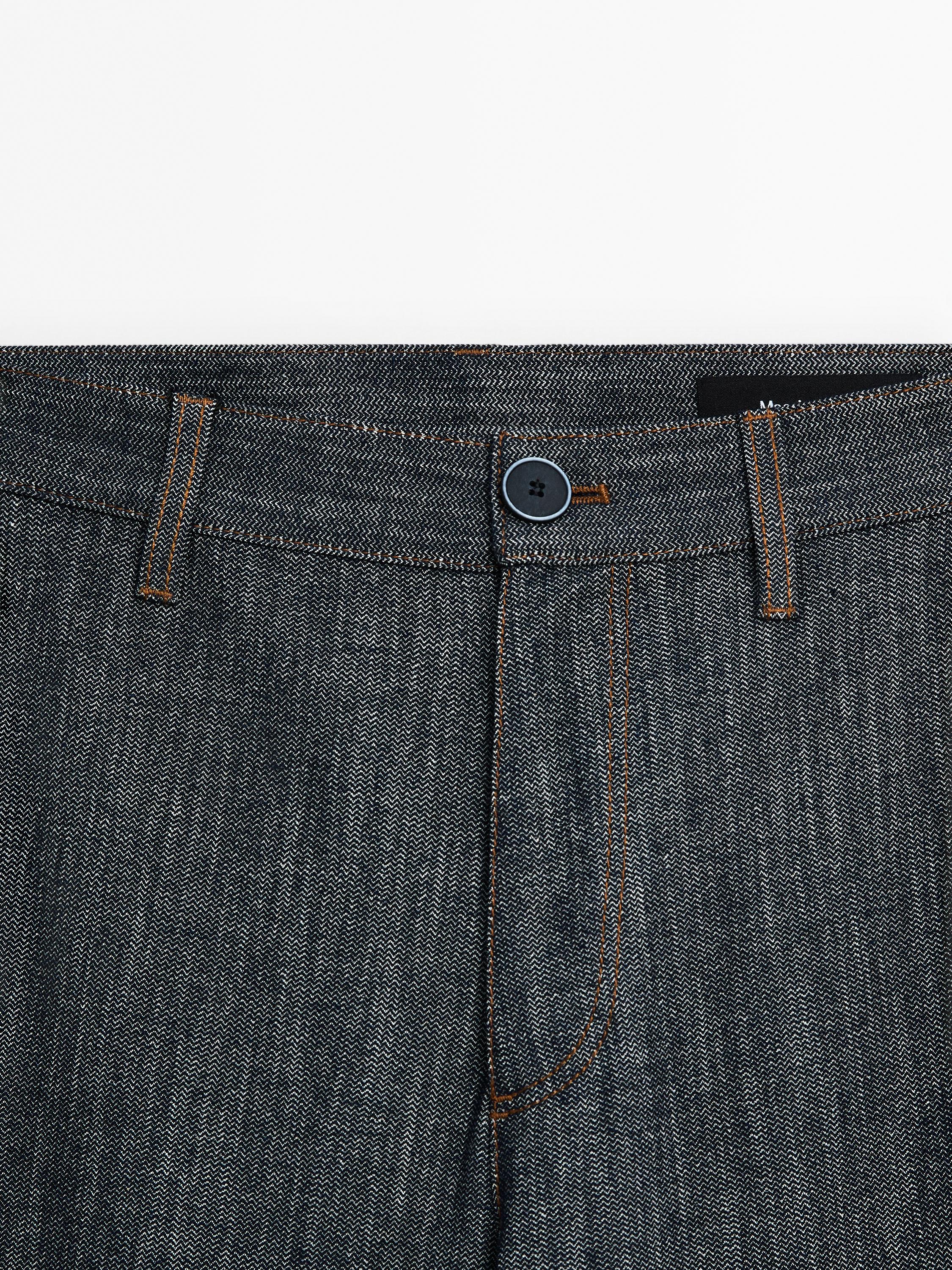 Cotton blend denim trousers
