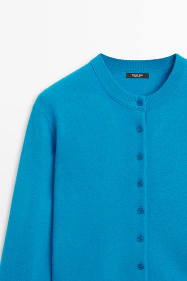Knit cardigan with button detail — TURQUOISE 9