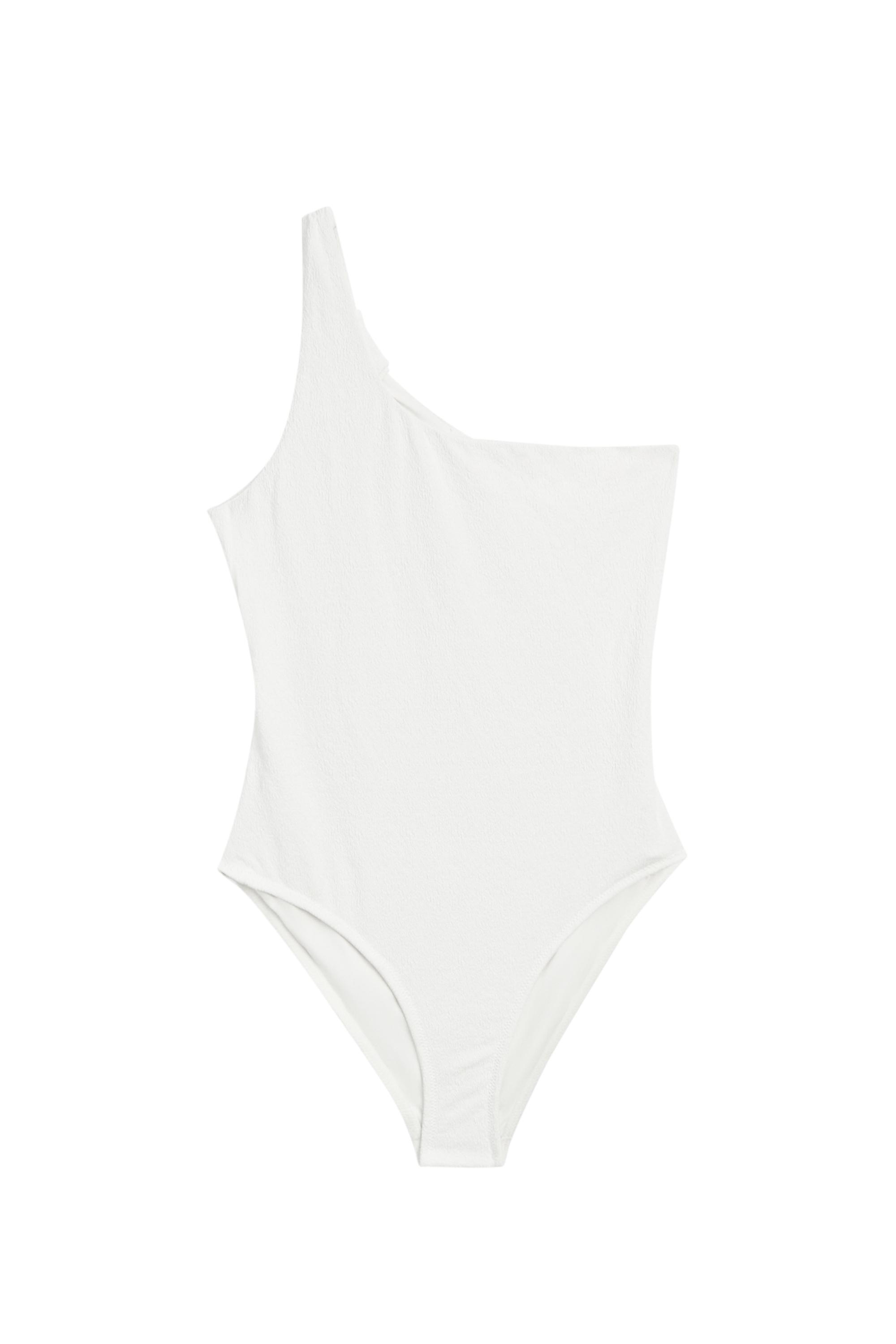 Textured asymmetric swimsuit — Off white