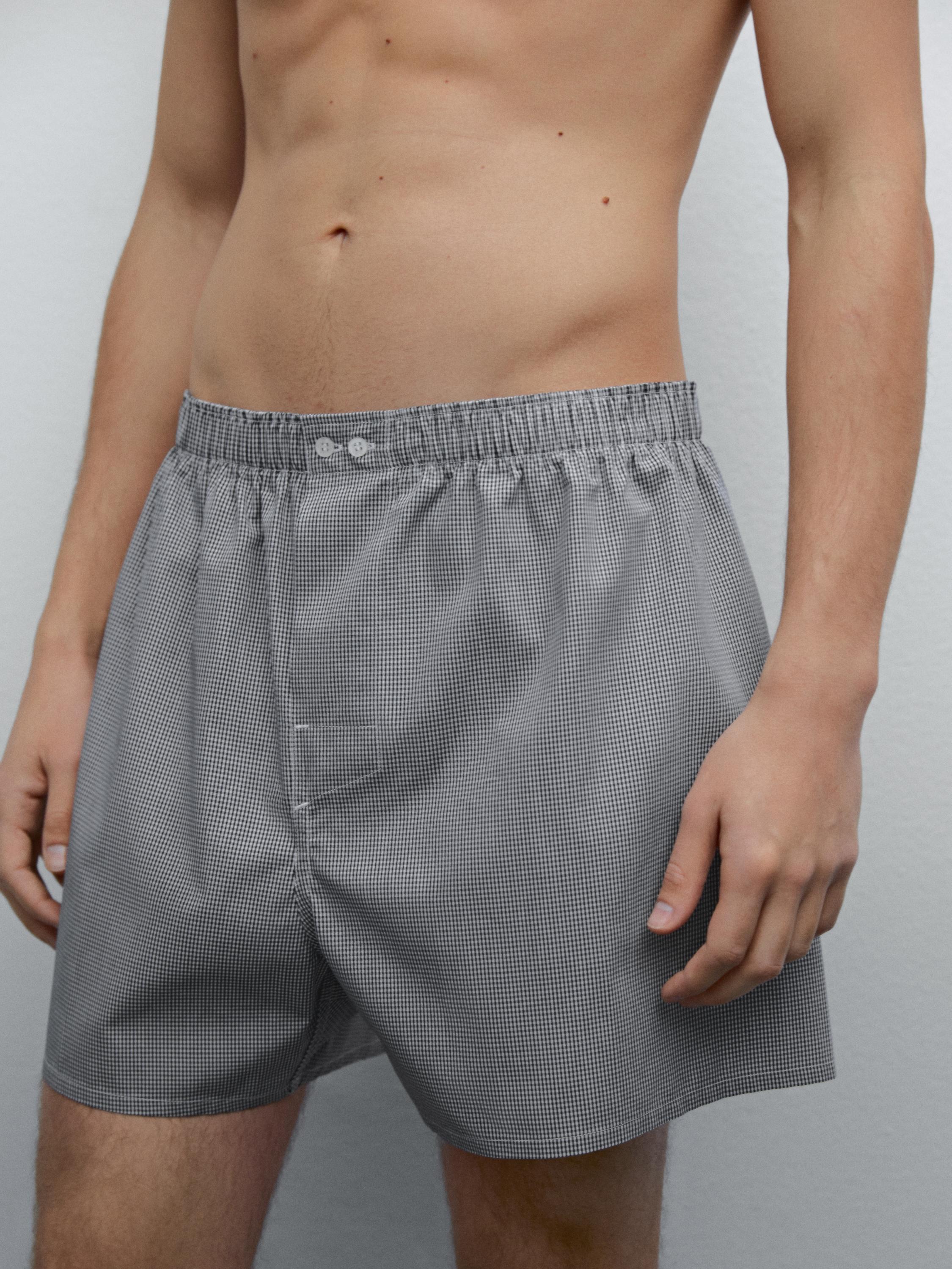 100% cotton mini check boxers