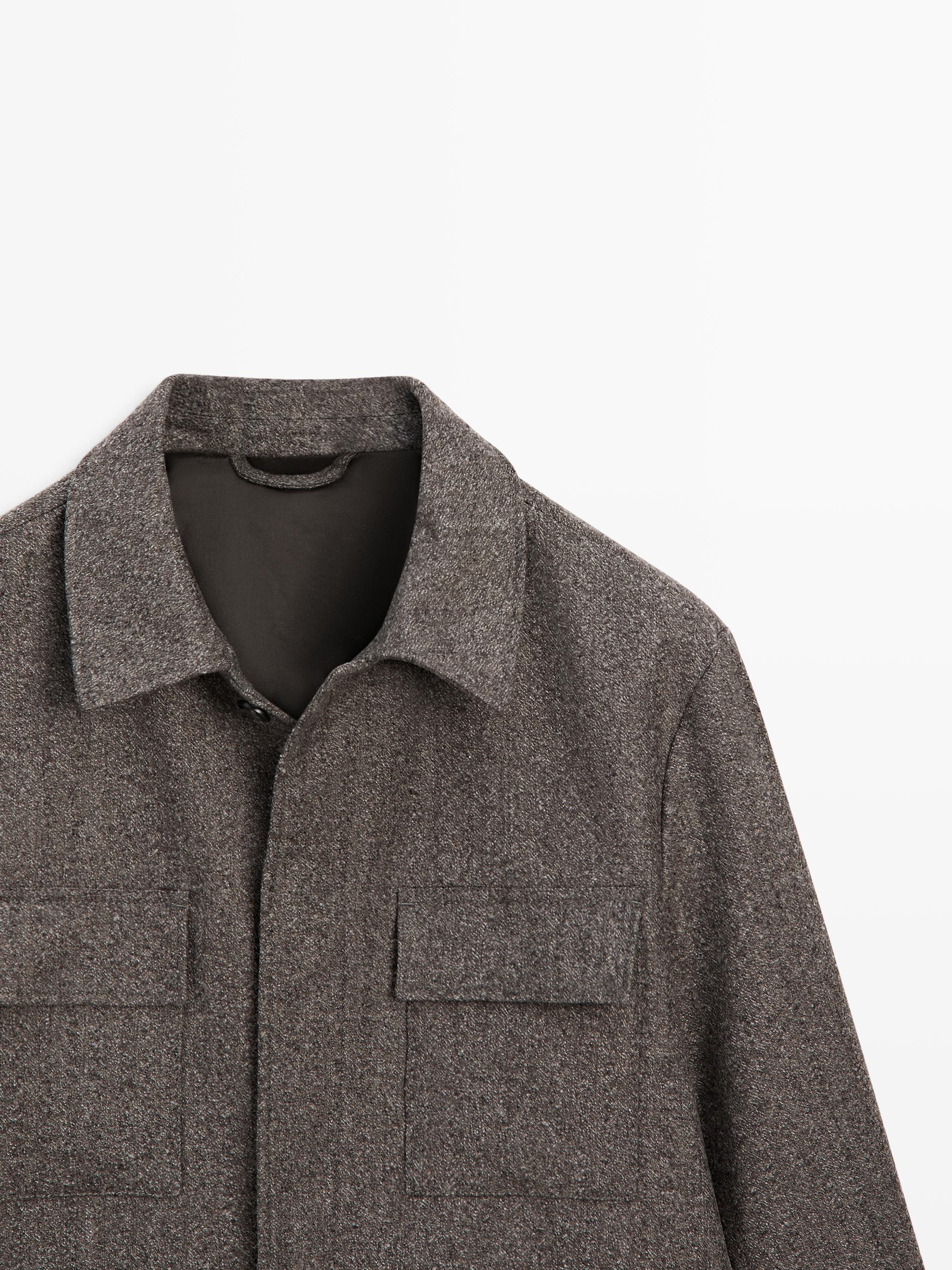 Herringbone wool blend cardigan — MINK