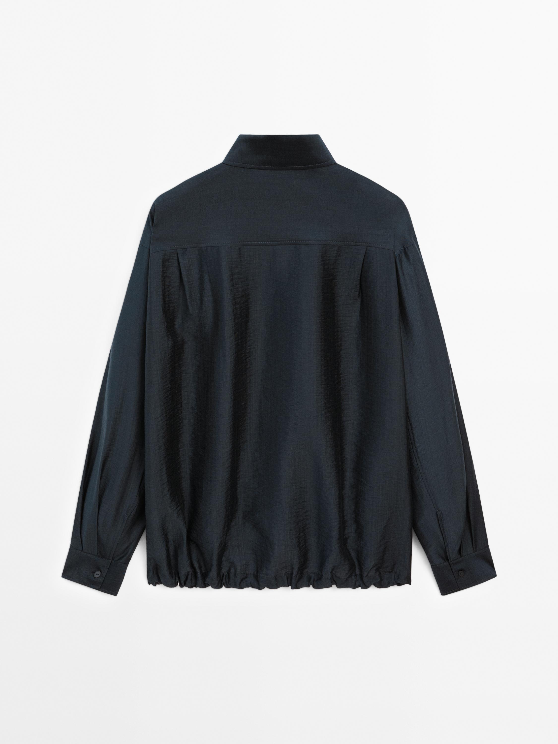 Satin shirt with elastic detail