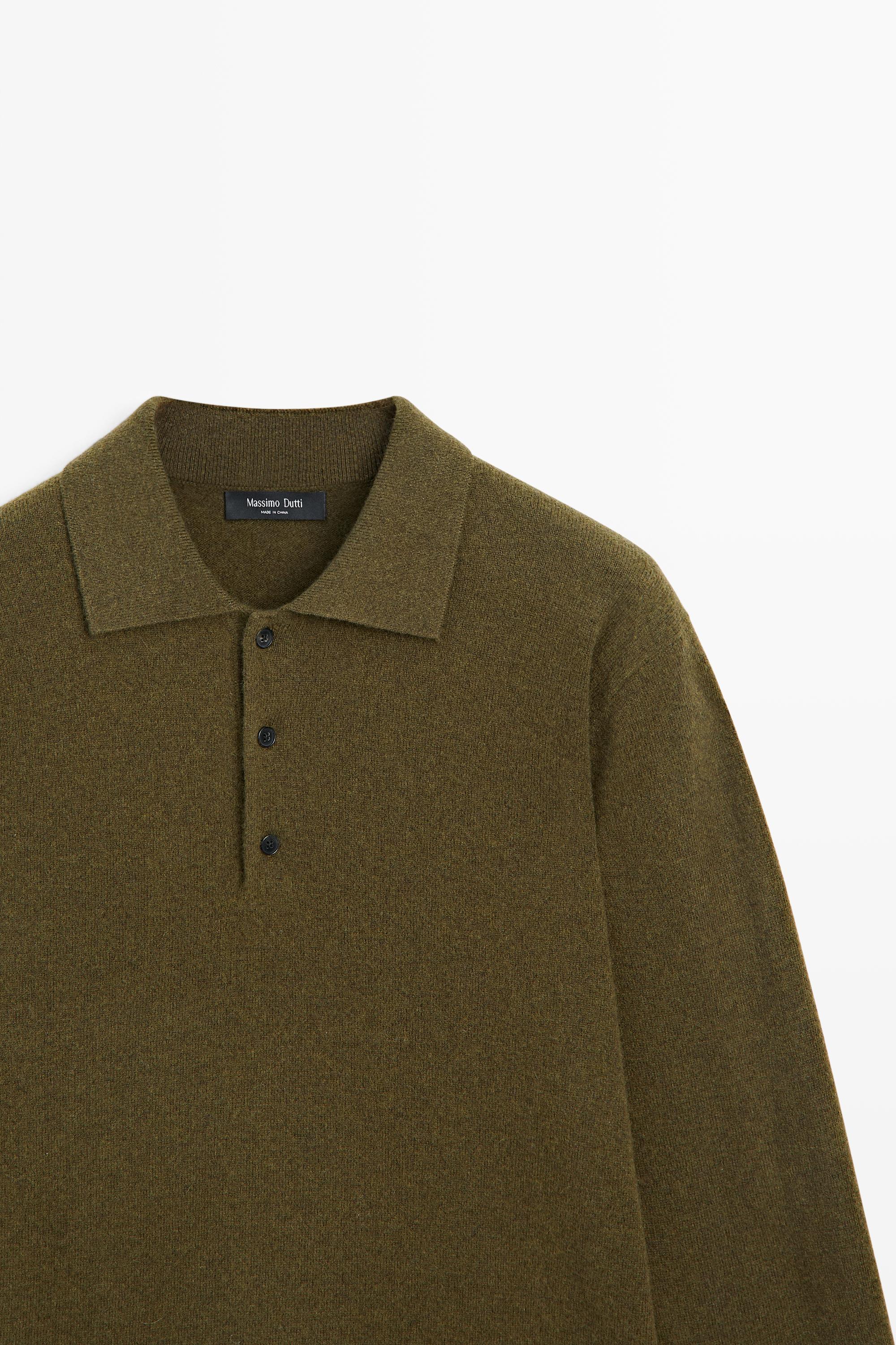 Wool cashmere blend polo sweater