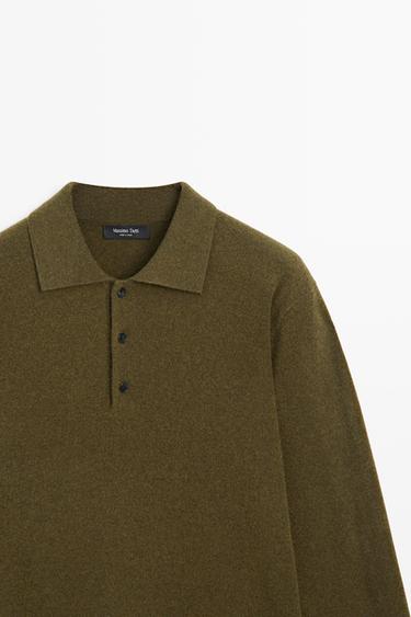 Wool blend polo sweater — DARK OLIVE GREEN 4