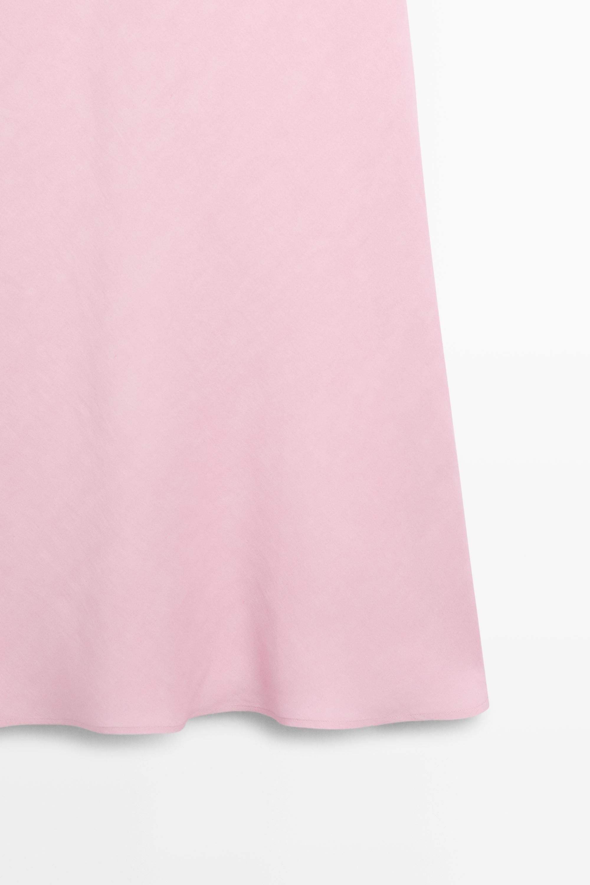 Flowing linen-blend midi dress — PASTEL PINK