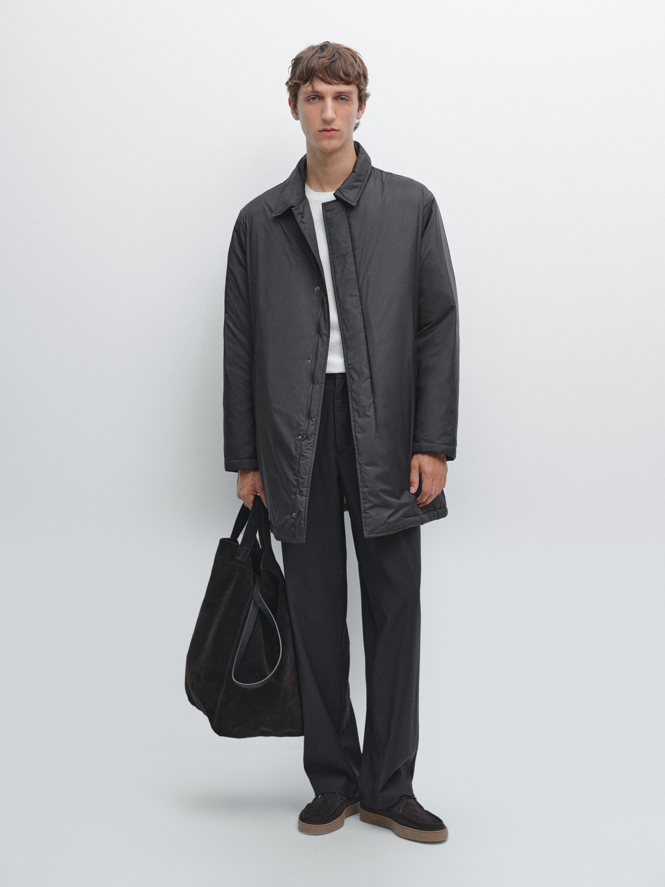 Water-repellent ultra lightweight down blend parka · Dark Navy · Coats And Jackets Massimo Dutti