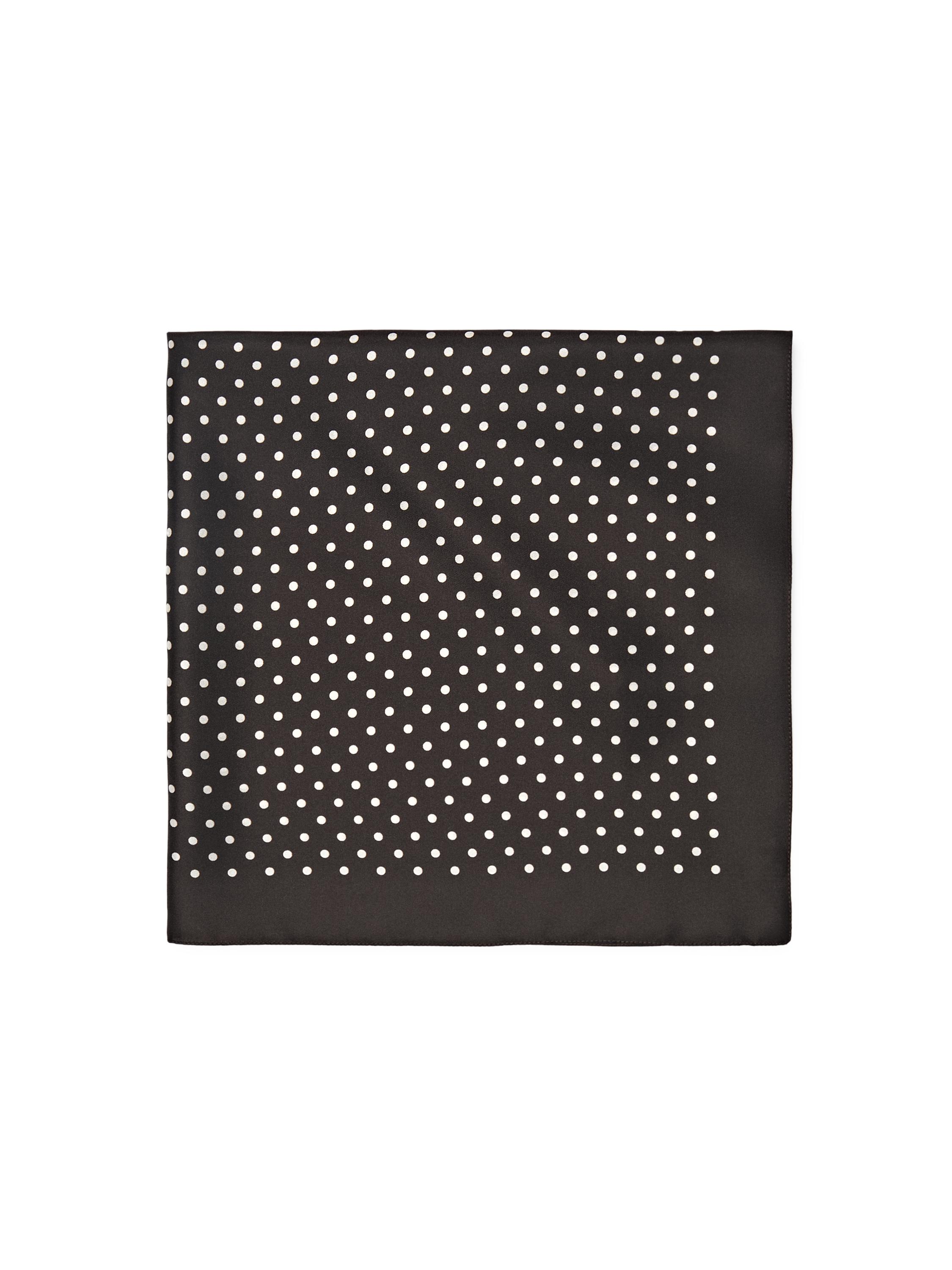 Polka dot print 100% silk scarf — BROWN
