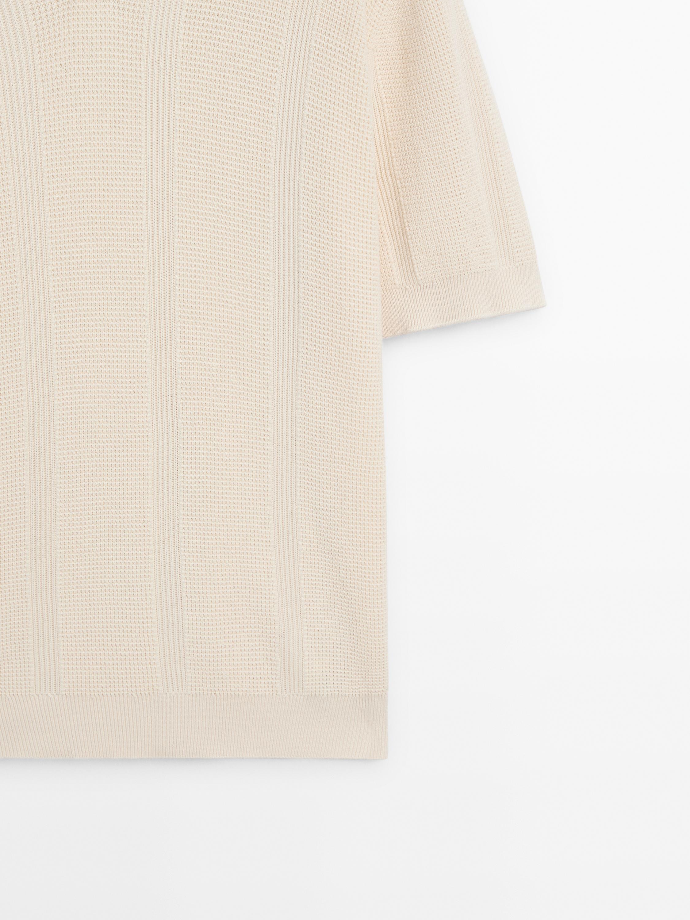 Short sleeve cotton knit polo shirt