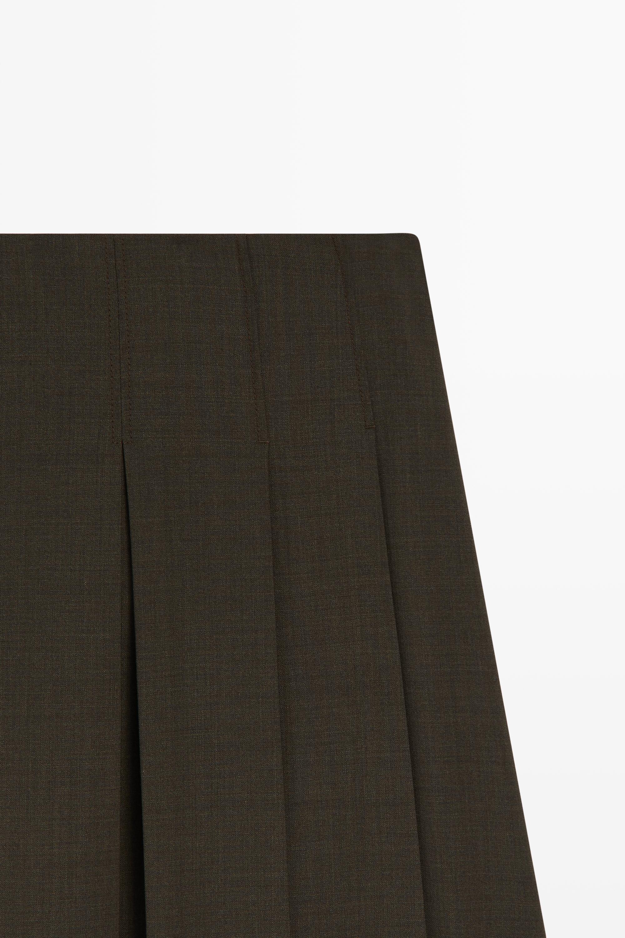 Pleated wool-blend midi skirt