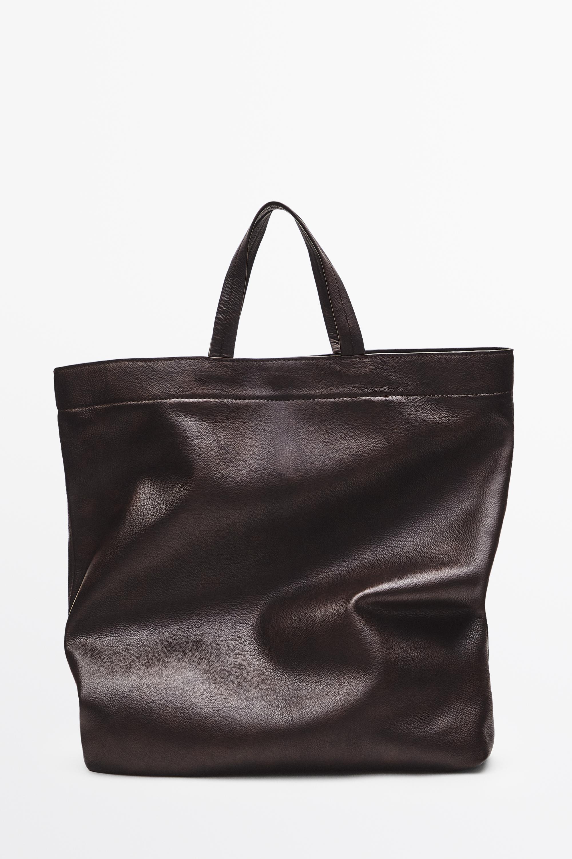 Nappa leather tote bag — BROWN