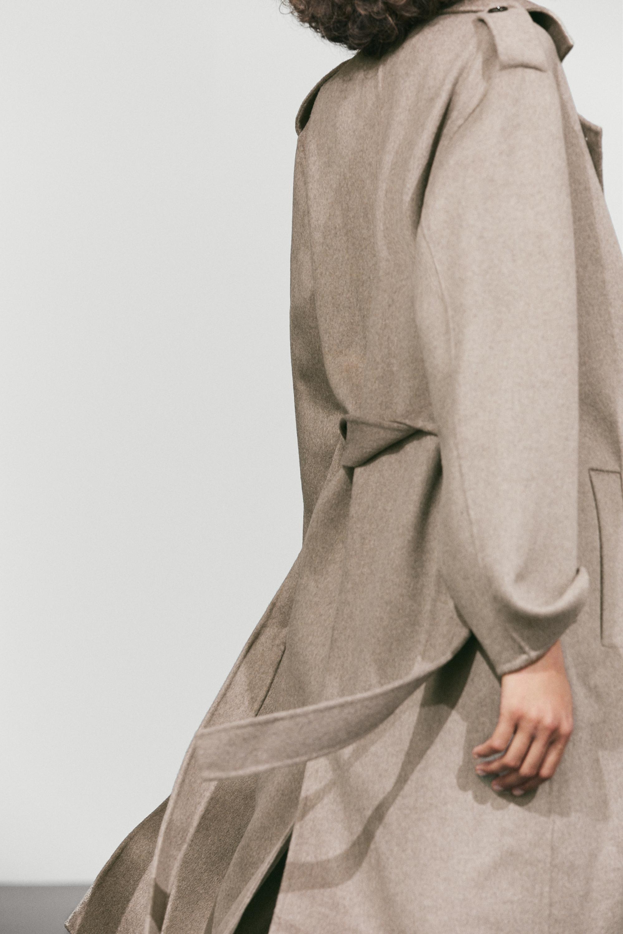 Long wool blend trench coat
