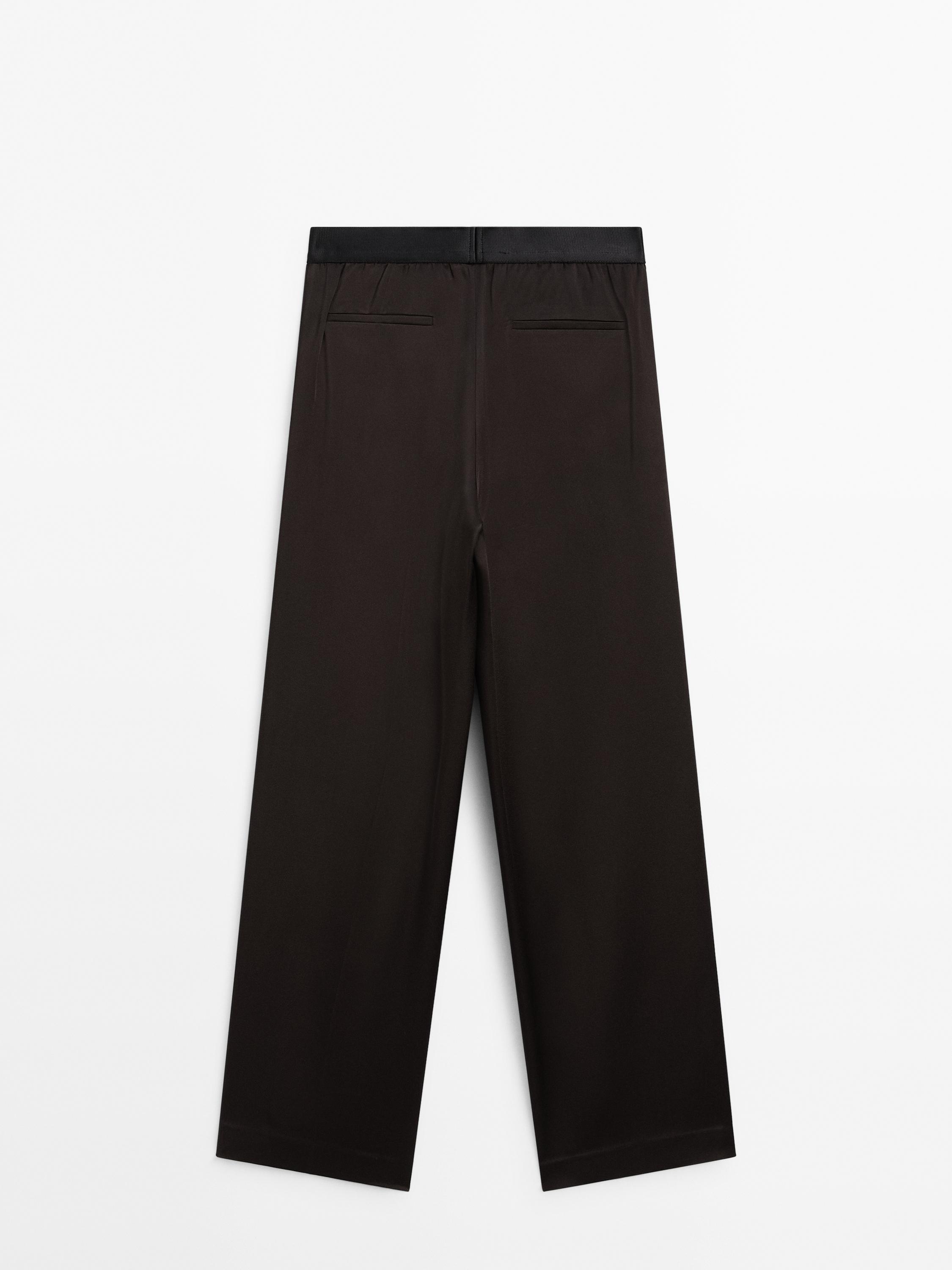 Wide-leg satin trousers