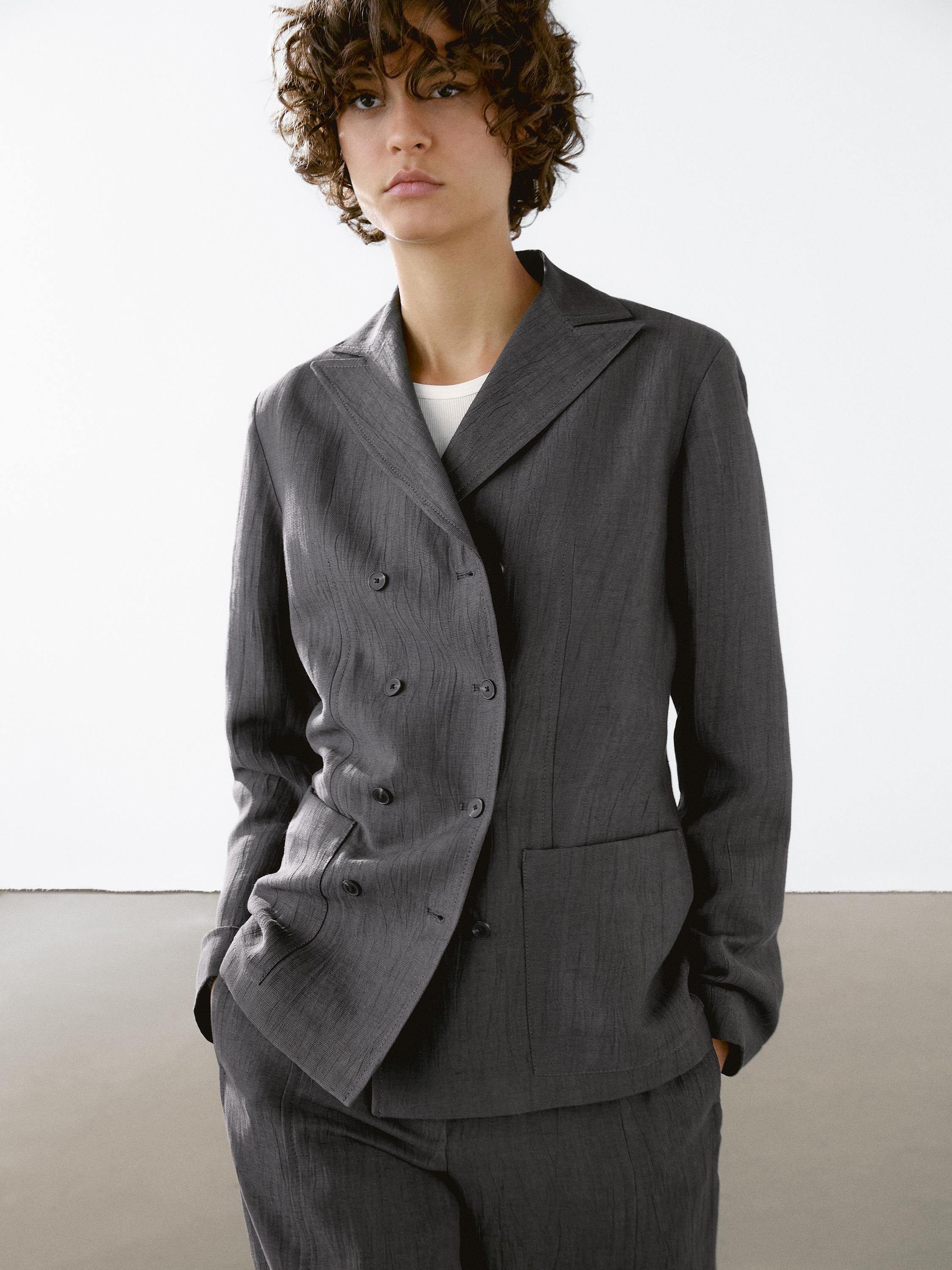 Flowing linen blend suit blazer