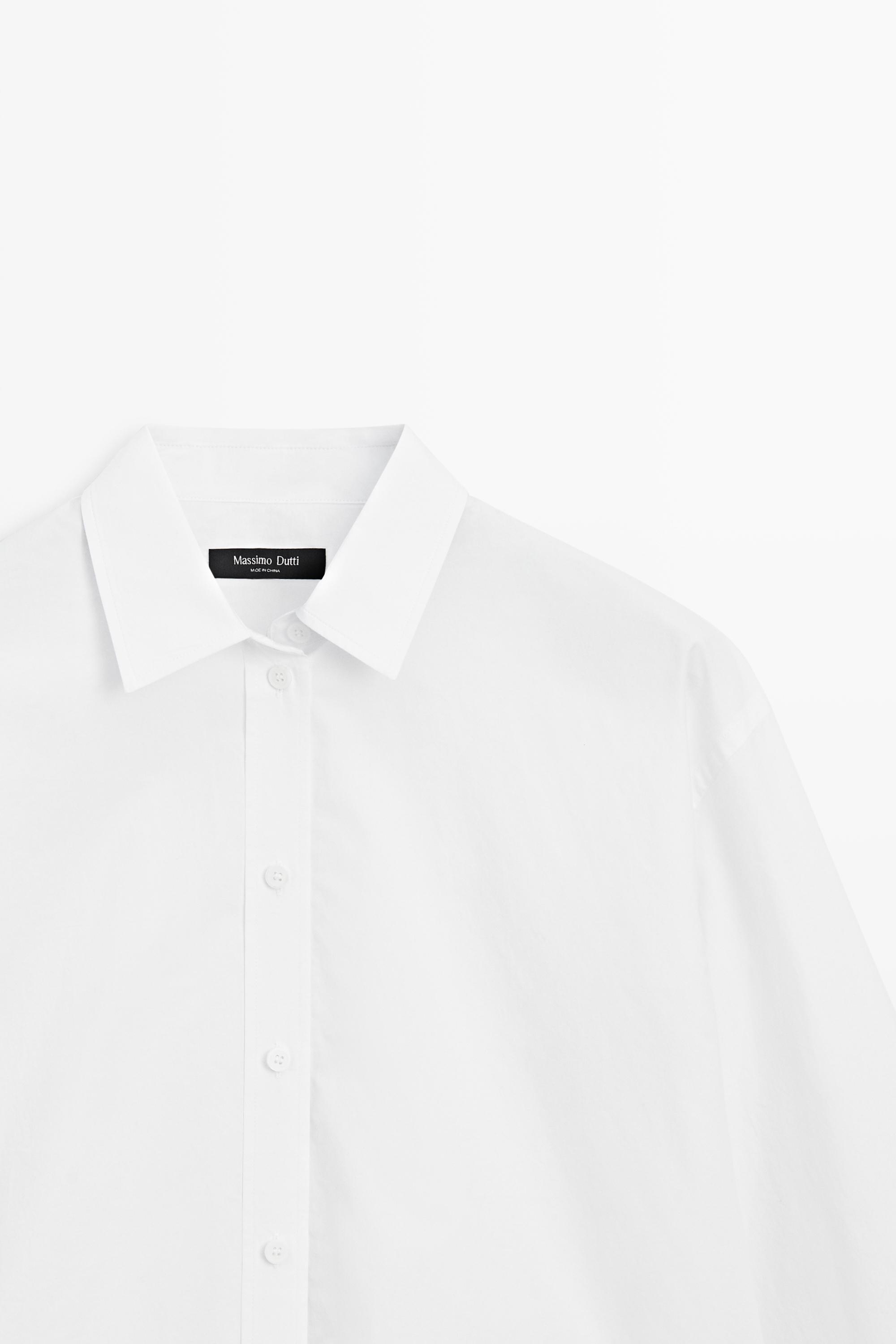 100% cotton poplin shirt with back detail — WHITE