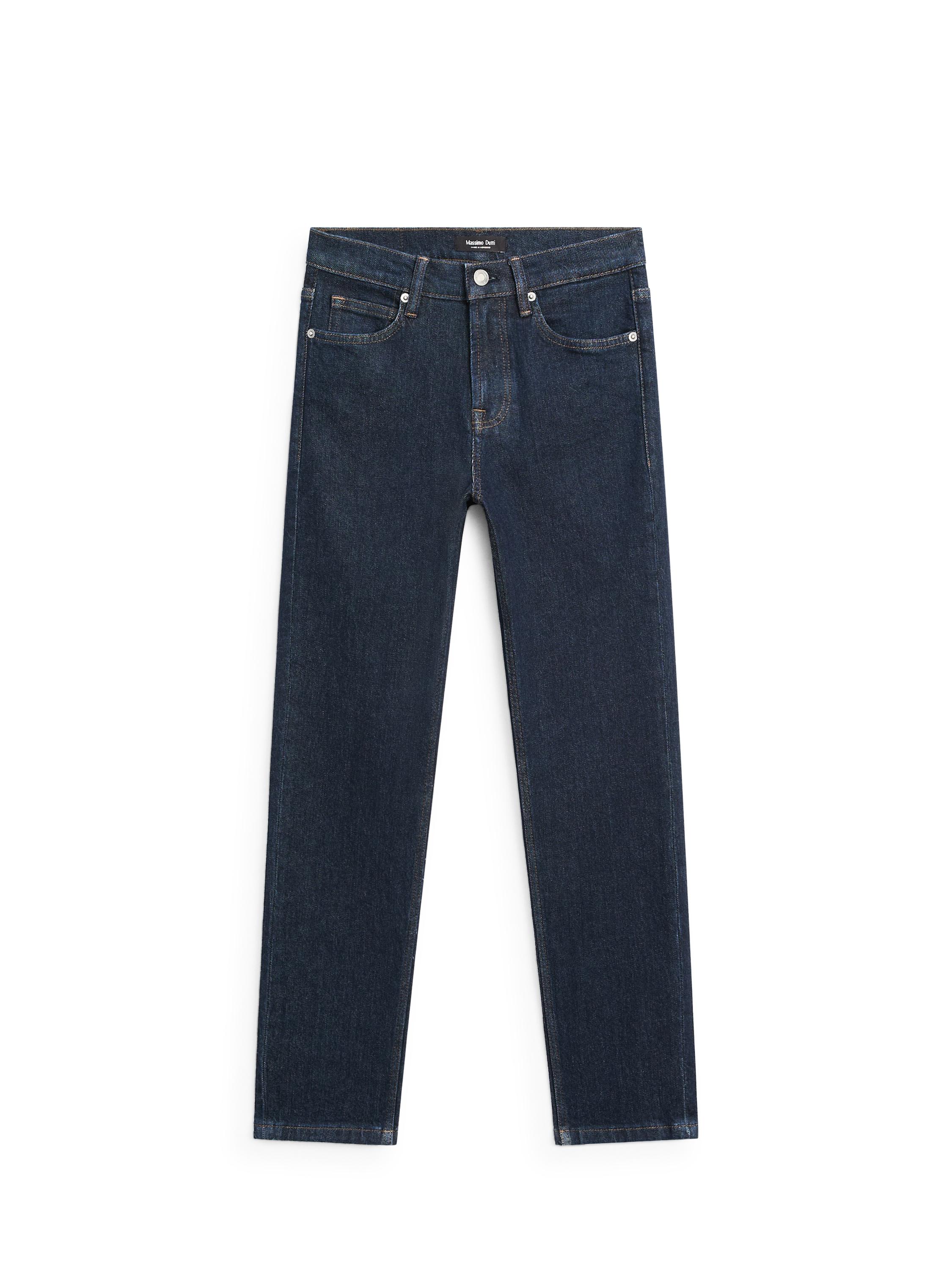 Mid-rise cropped slim fit jeans — DARK BLUE