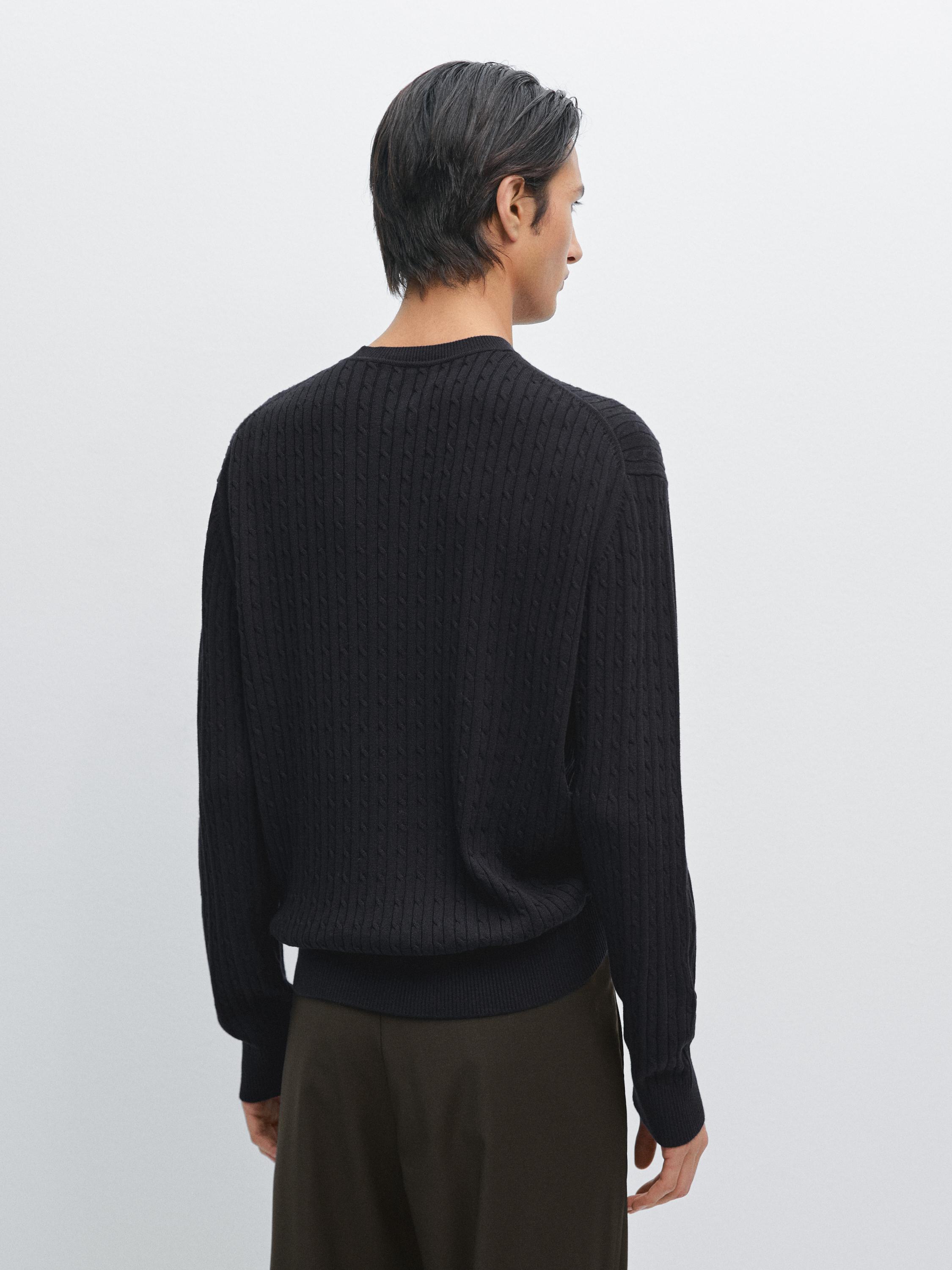 Cotton blend cable-knit sweater