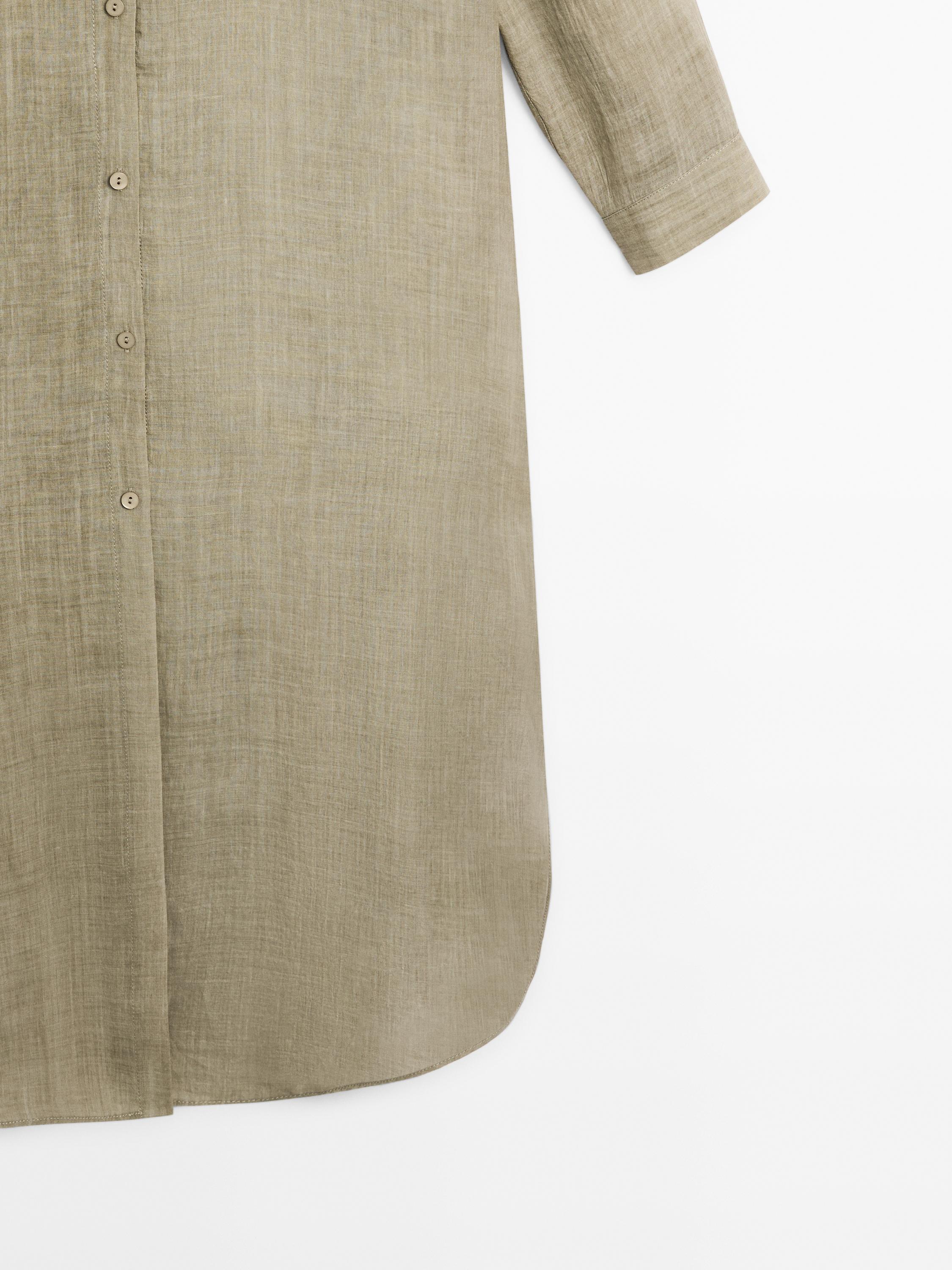 Semi-sheer ramie blend oversize blouse