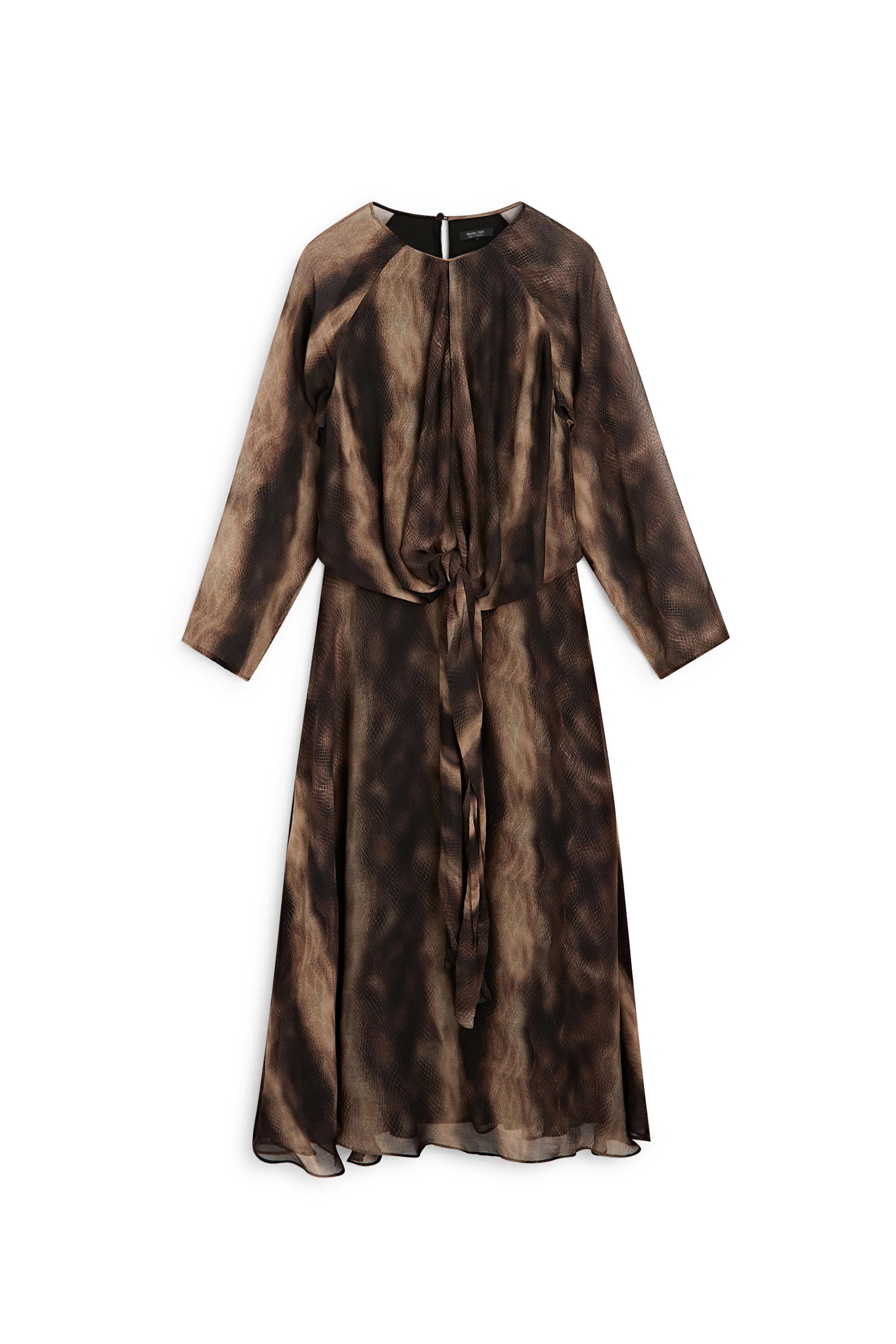 Flowing animal print dress — BROWN
