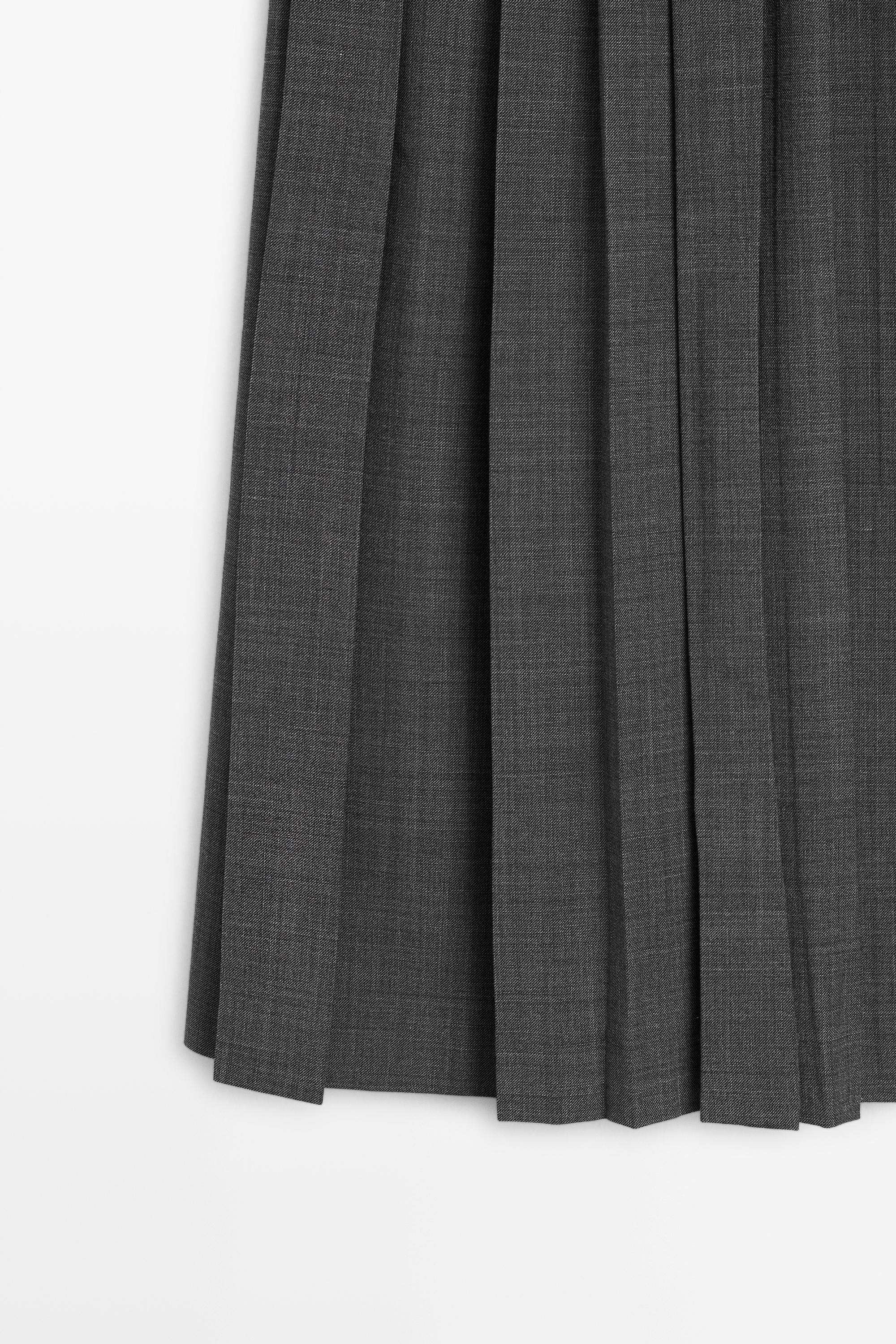 Pleated wool-blend midi skirt — GREY