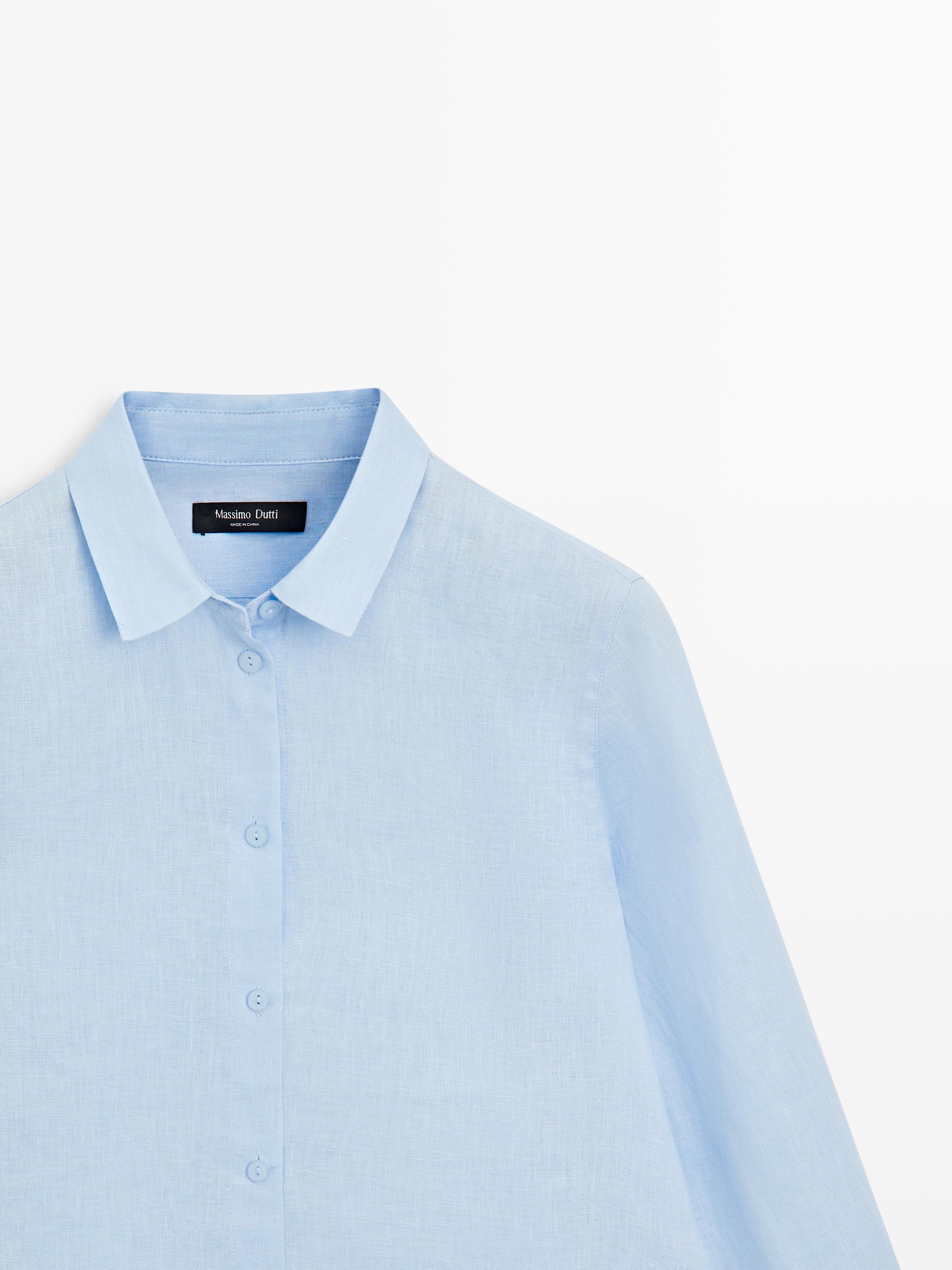 Flowing 100% linen shirt — SKY BLUE