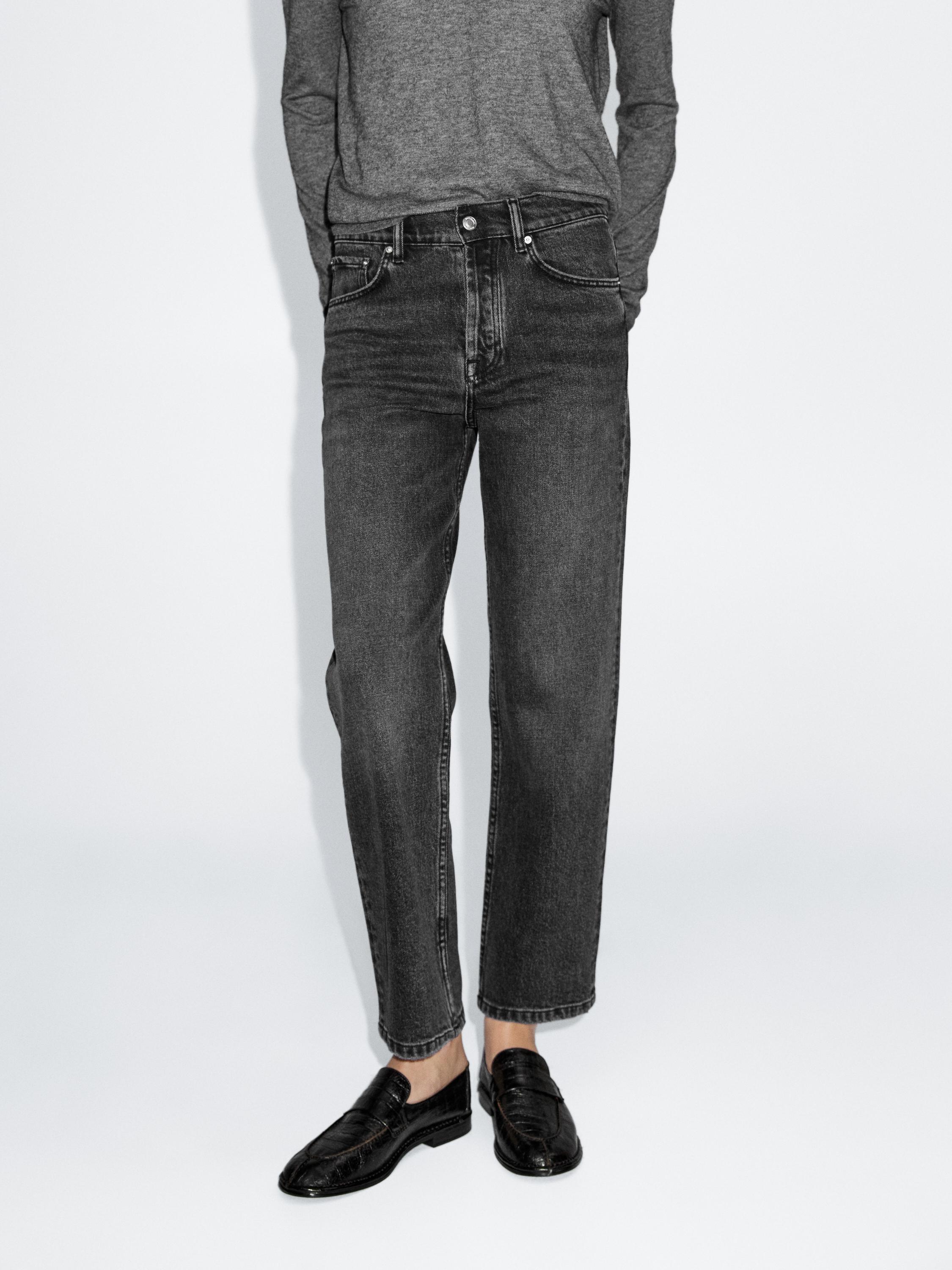 High-waist straight-leg cropped comfort jeans