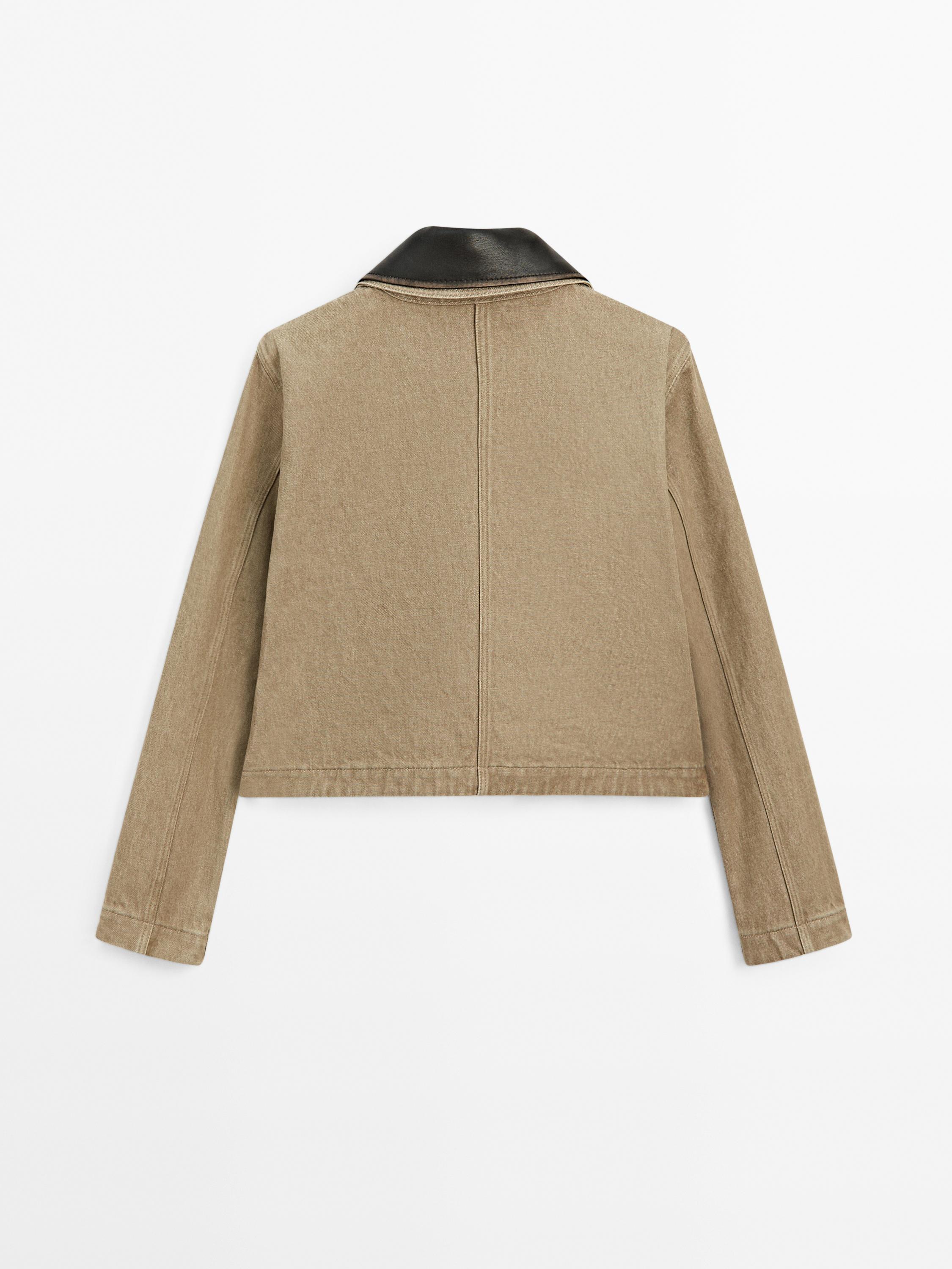 Giacca con colletto in pelle rimovibile