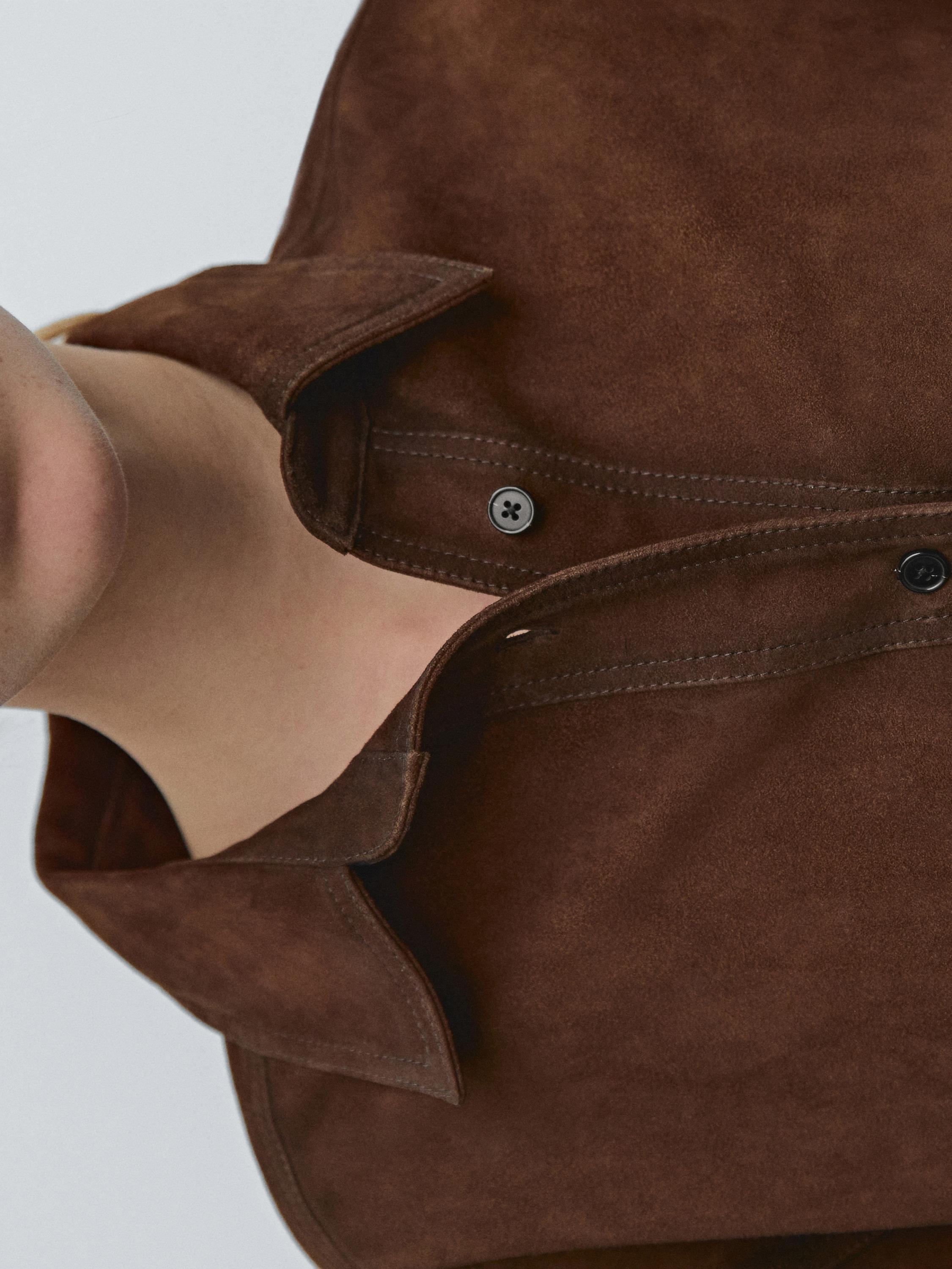 Cropped suede leather shirt