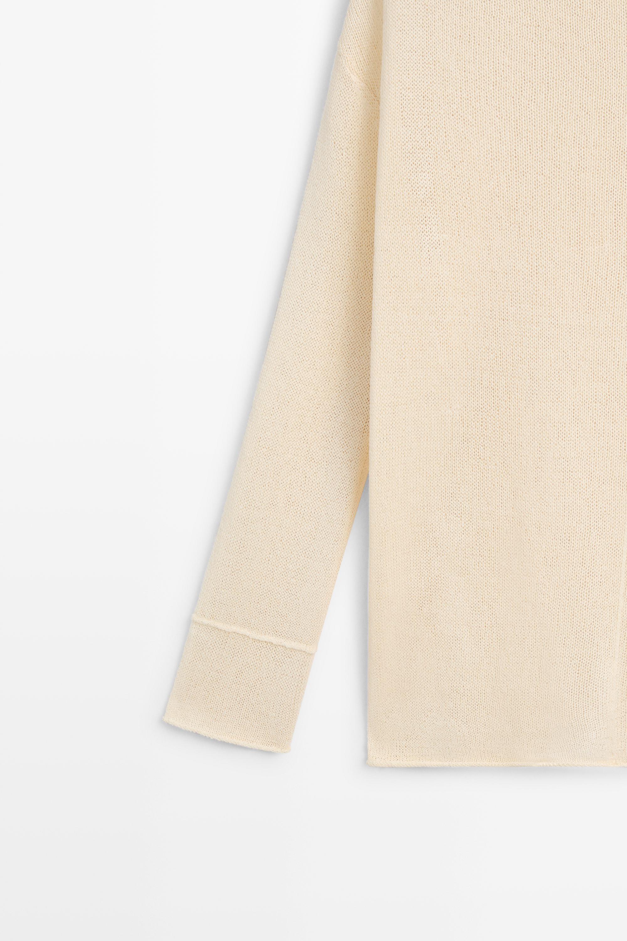 Cotton cutwork knit sweater — CREAM