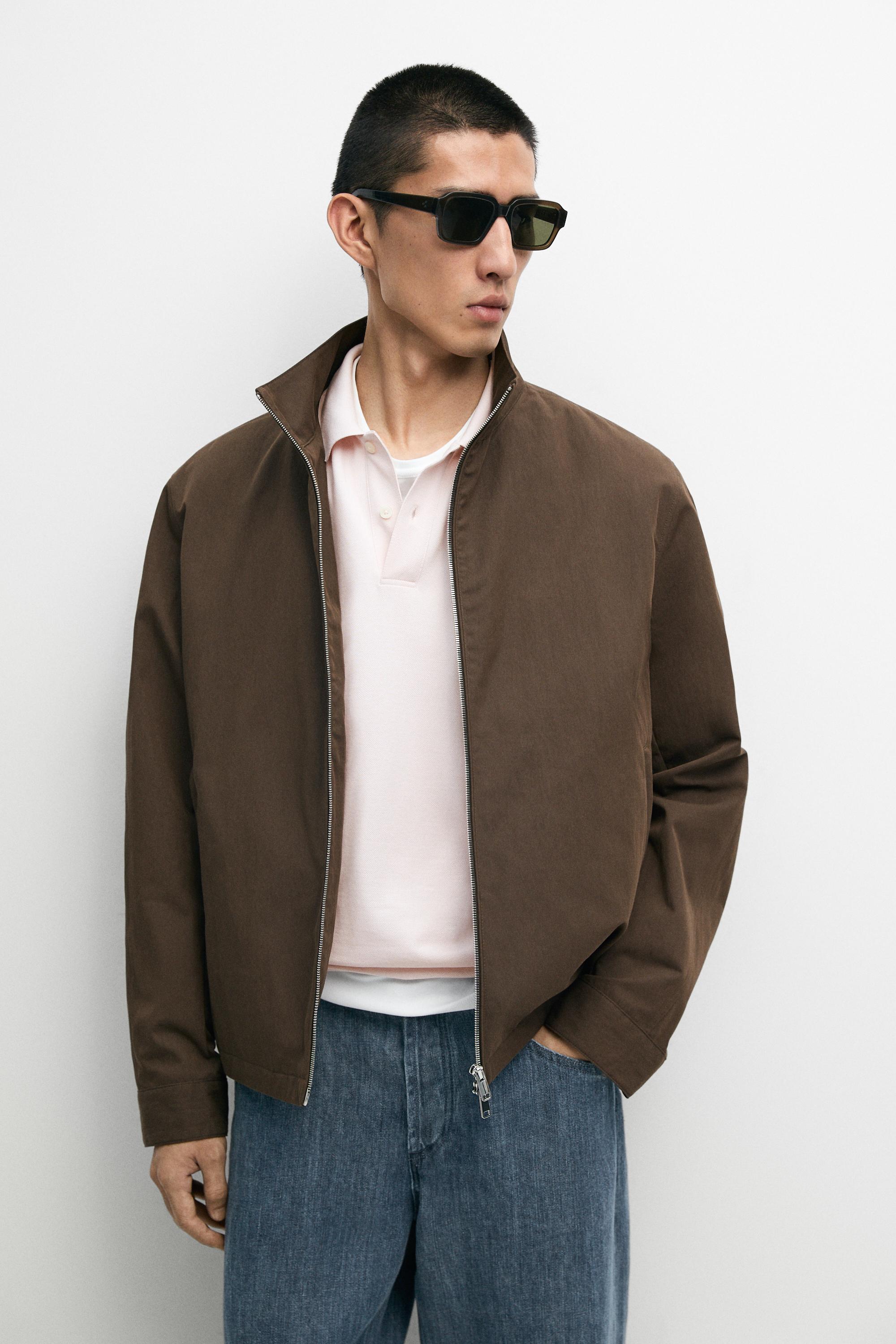 Chaqueta cuello subido mezcla algodón