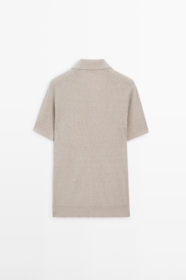 Cotton blend knit polo shirt — BEIGE 6