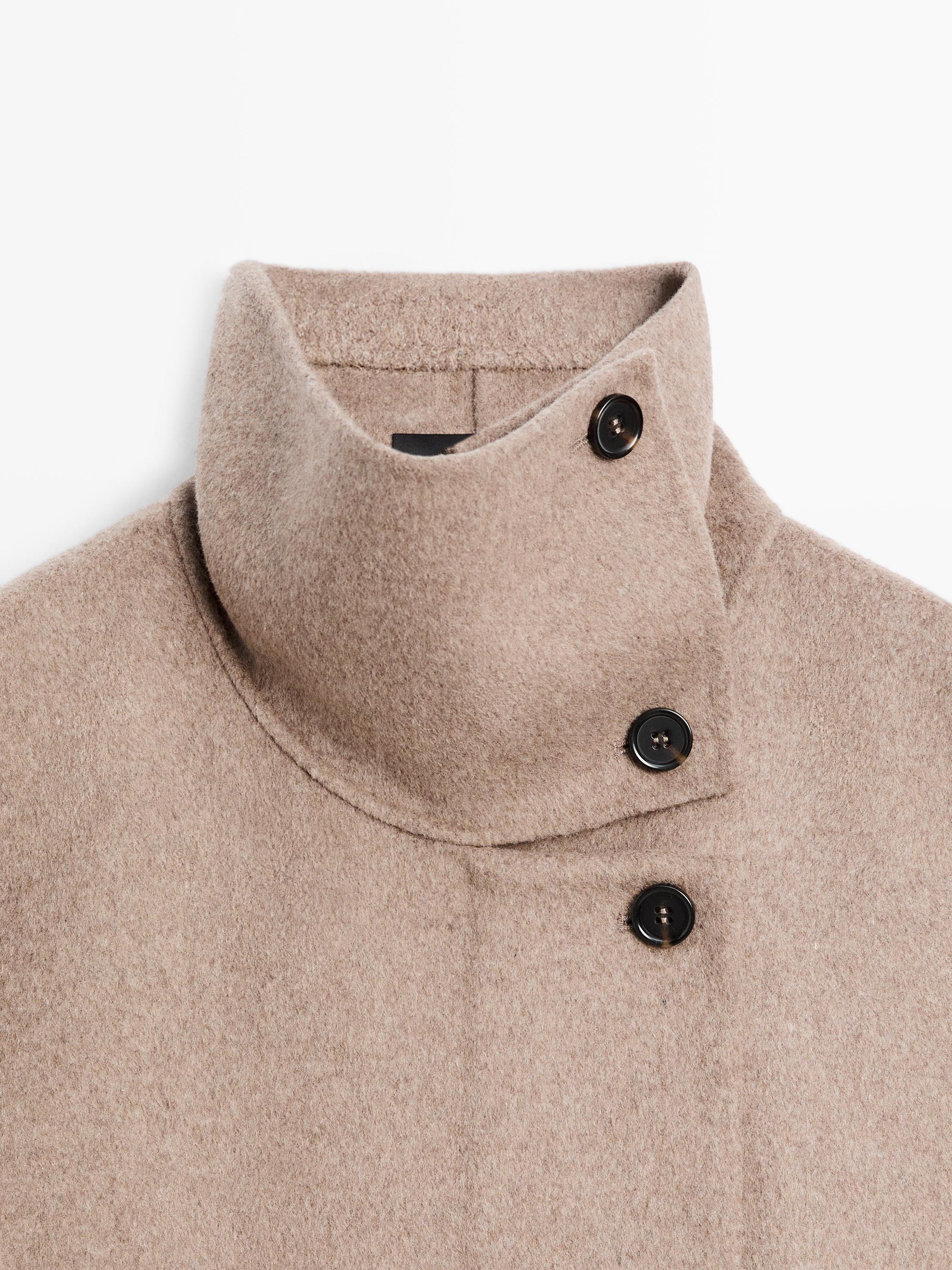 Wool blend high neck coat
