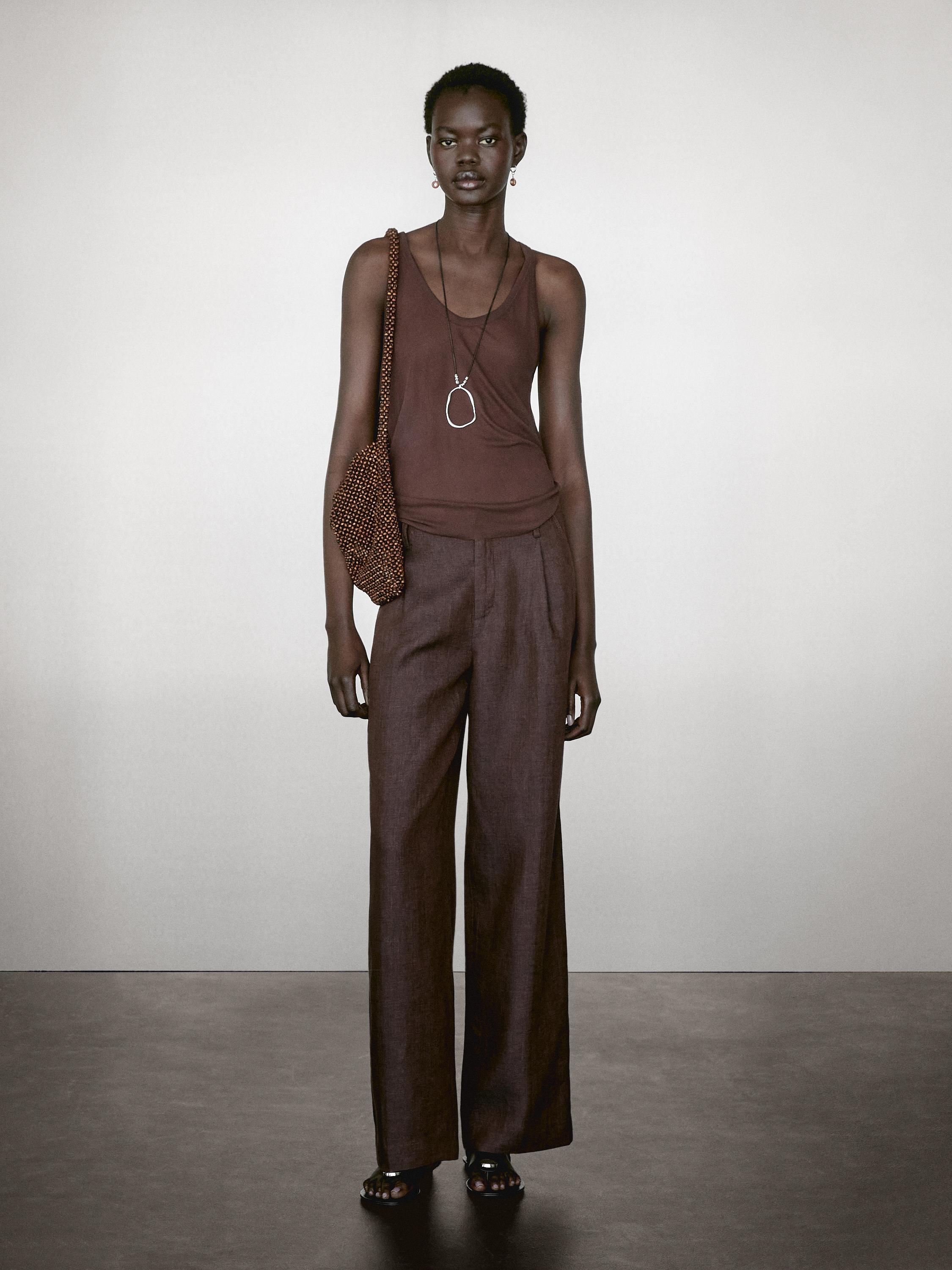 100% linen relaxed fit trousers