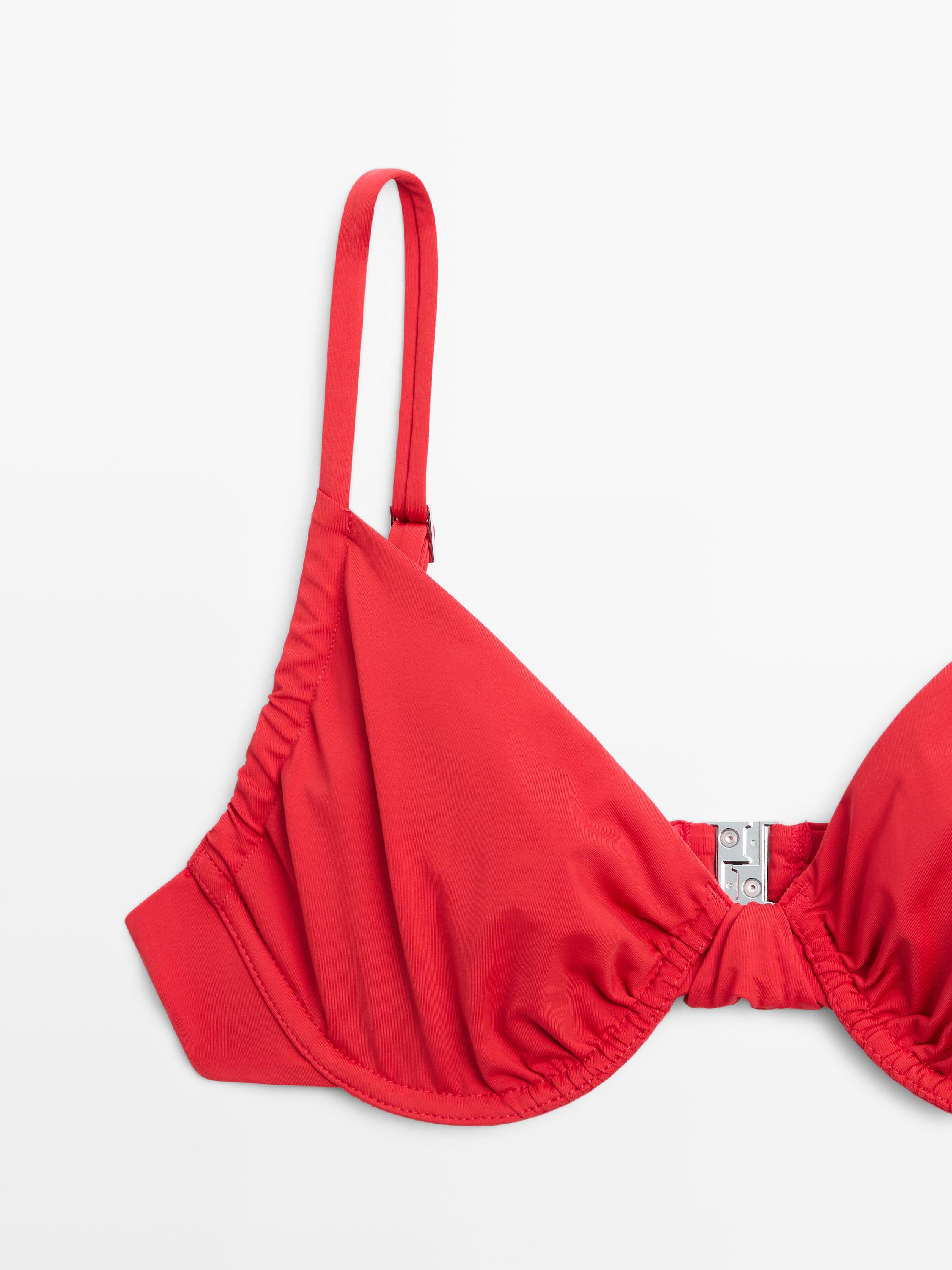 Büzgülü balenli bikini üstü