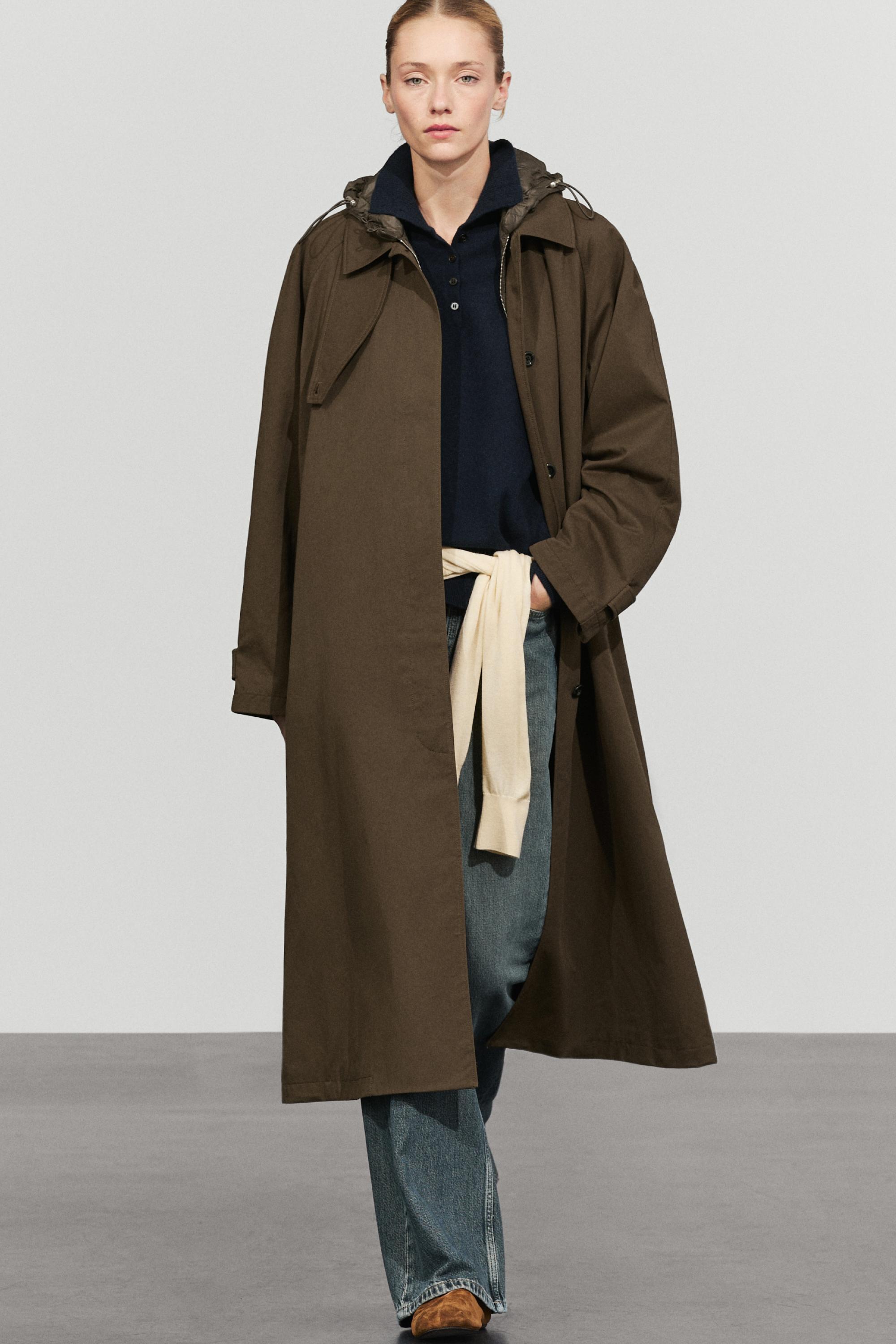 Removable Hood Trench Coat — KHAKI