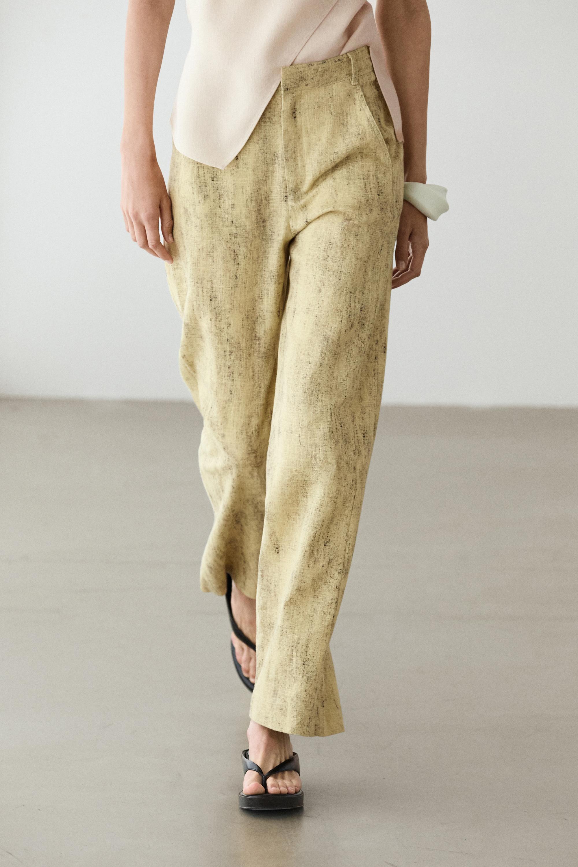 Ramie blend trousers — YELLOW