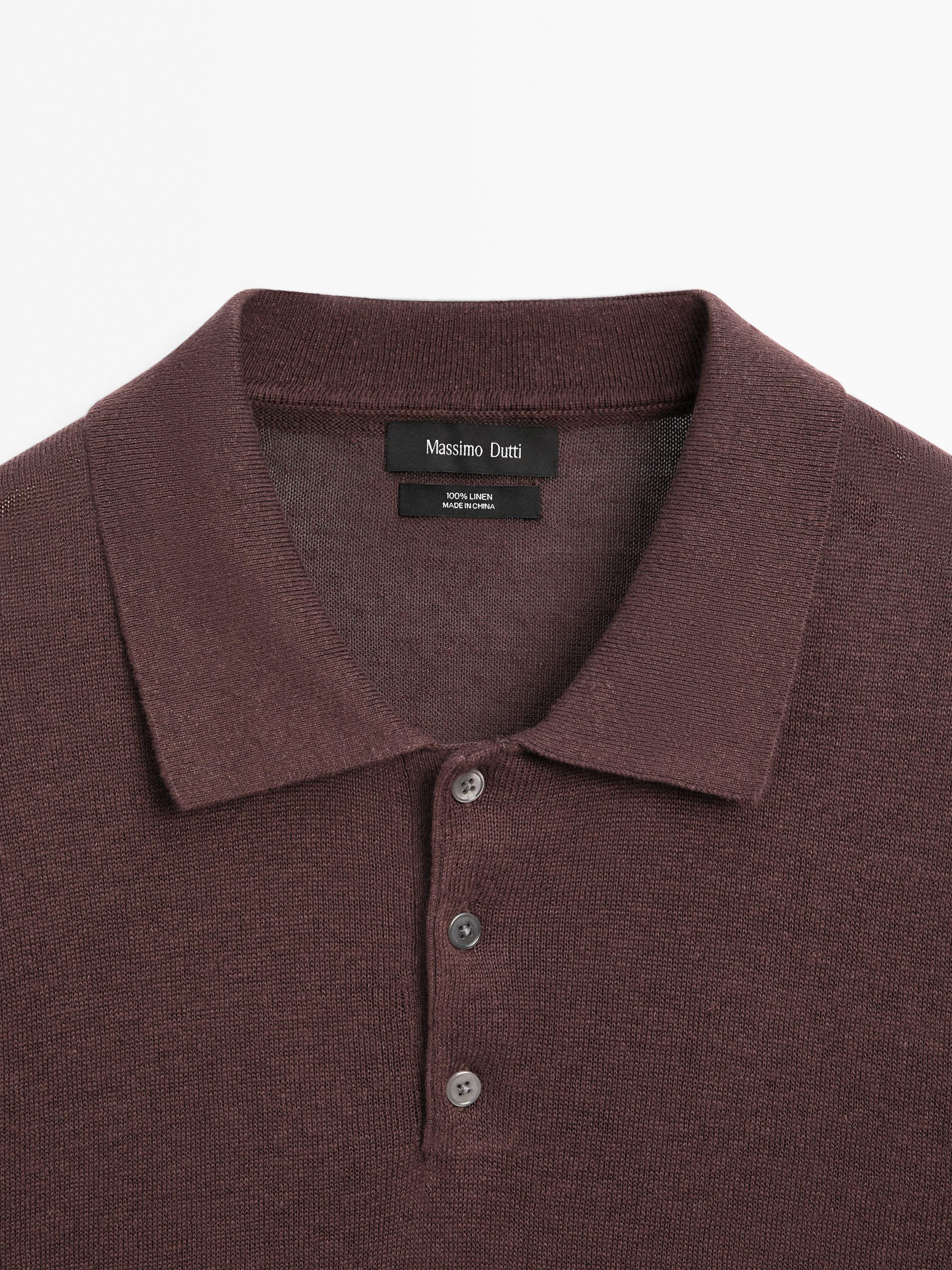 100% linen knit polo shirt