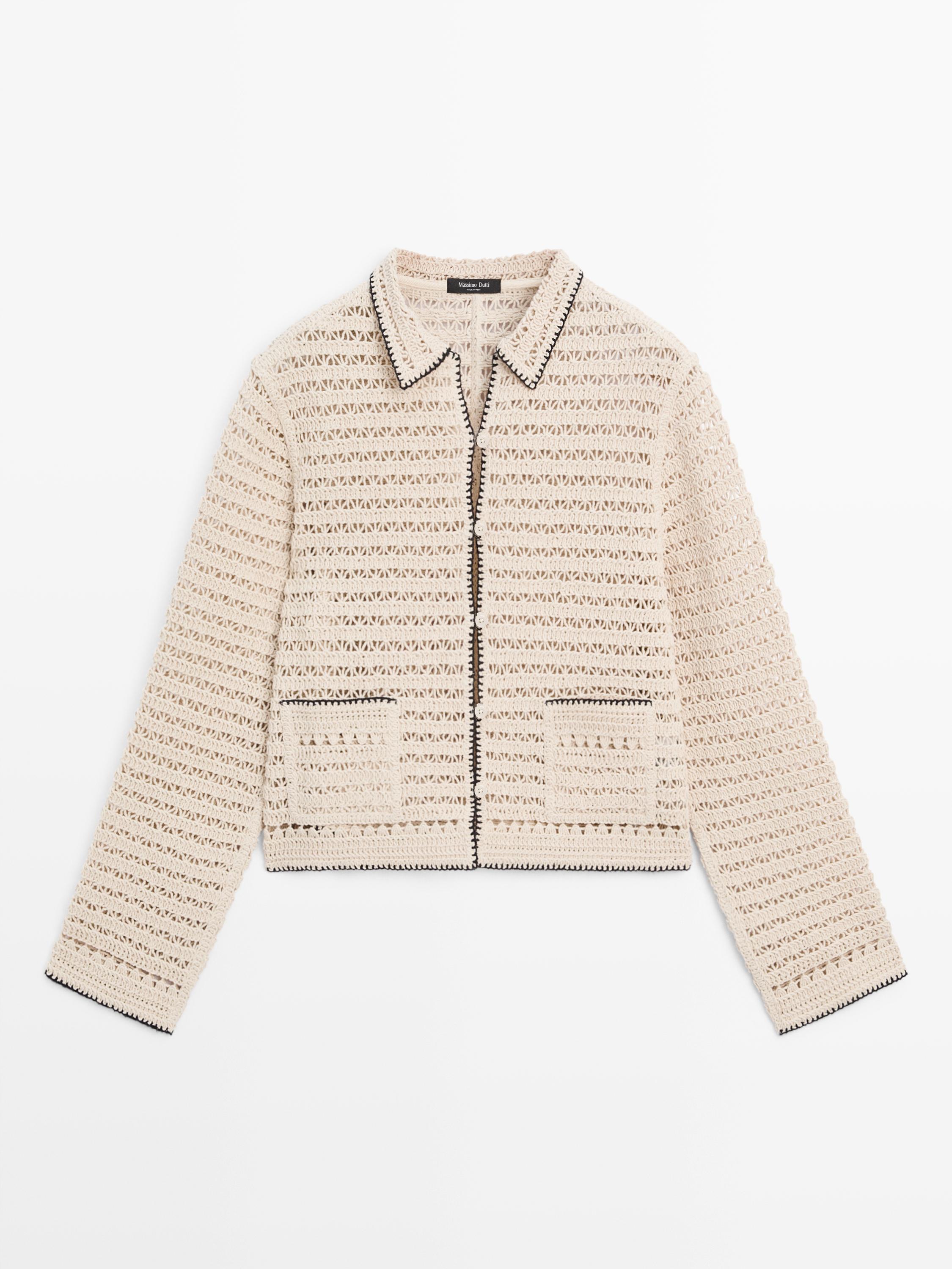 Short crochet knit cardigan