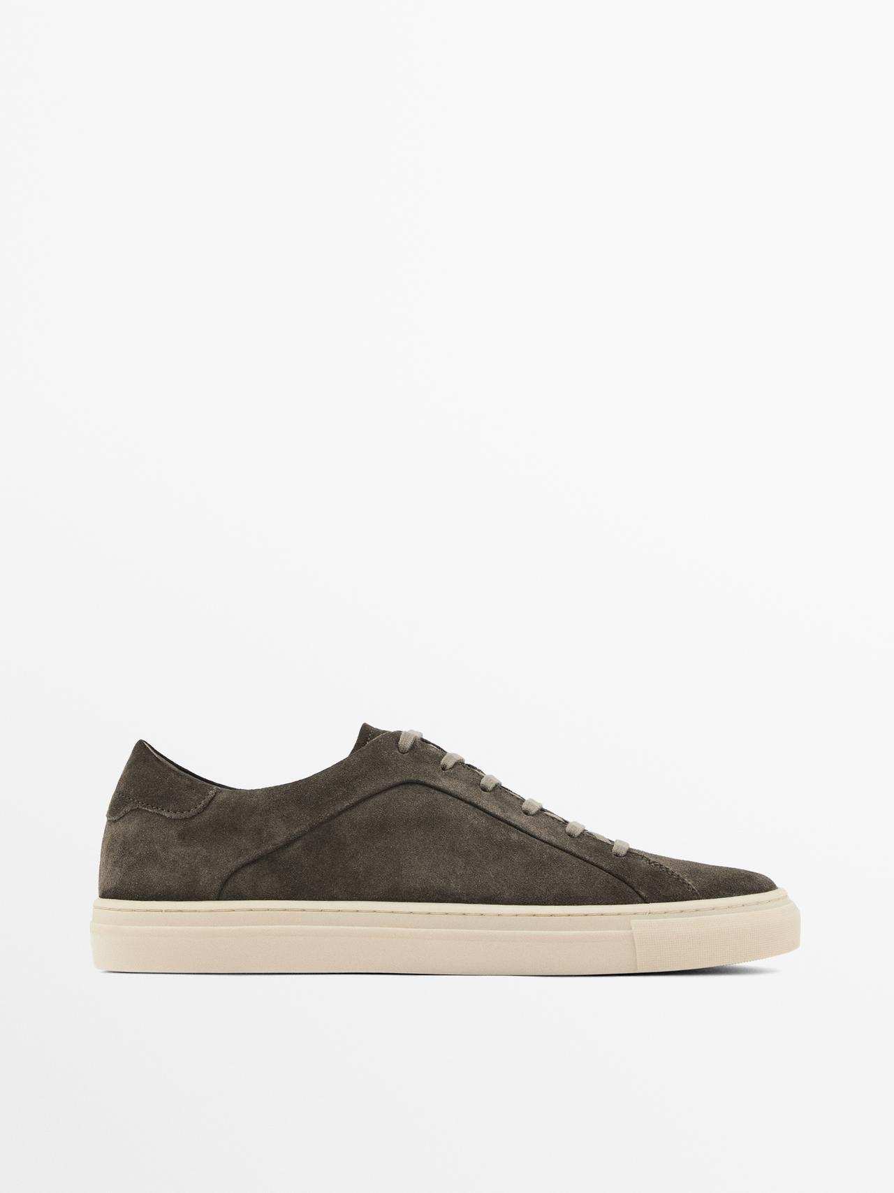 Massimo Dutti - Herre - Sneakers I Ruskind - Grå - 41