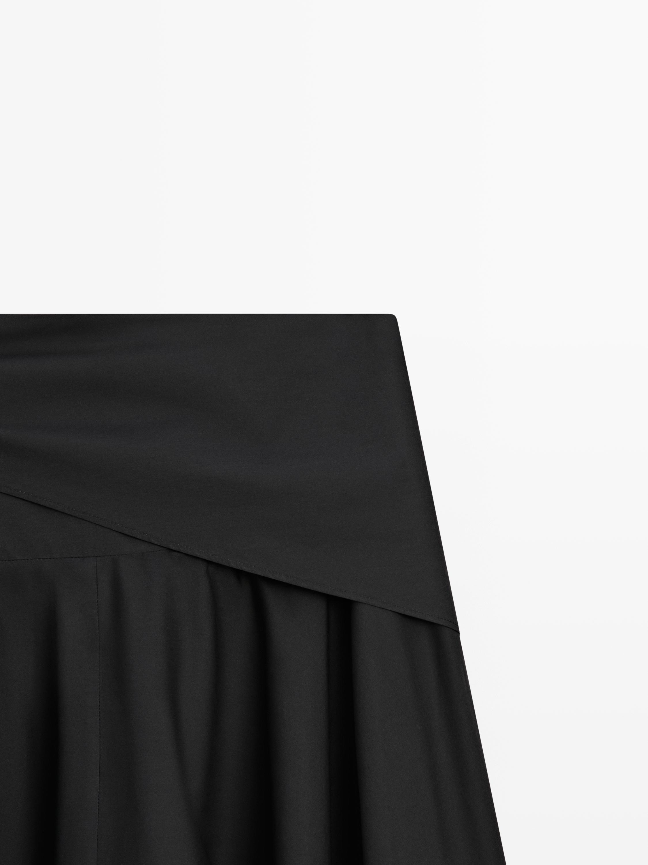 Midi skirt with scarf detail — BLACK