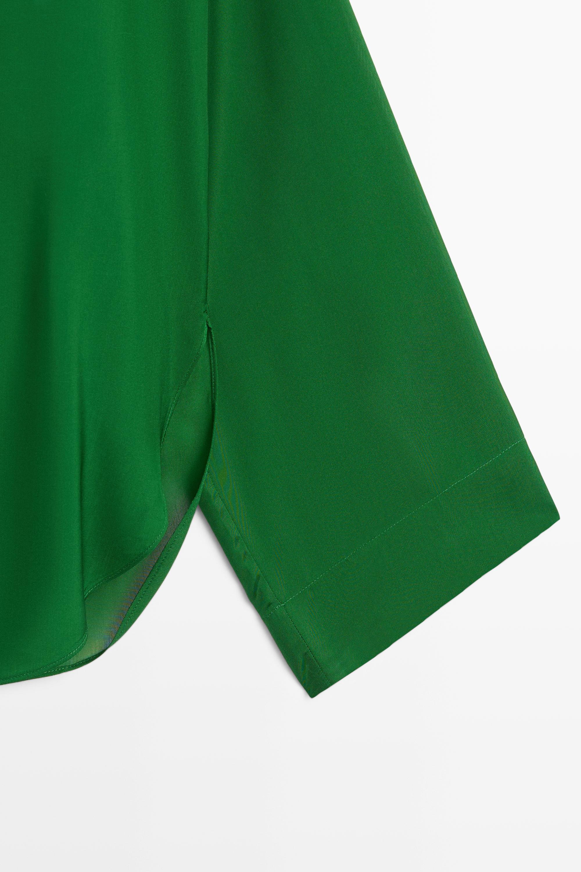 Long sleeve flowing polo shirt — GREEN