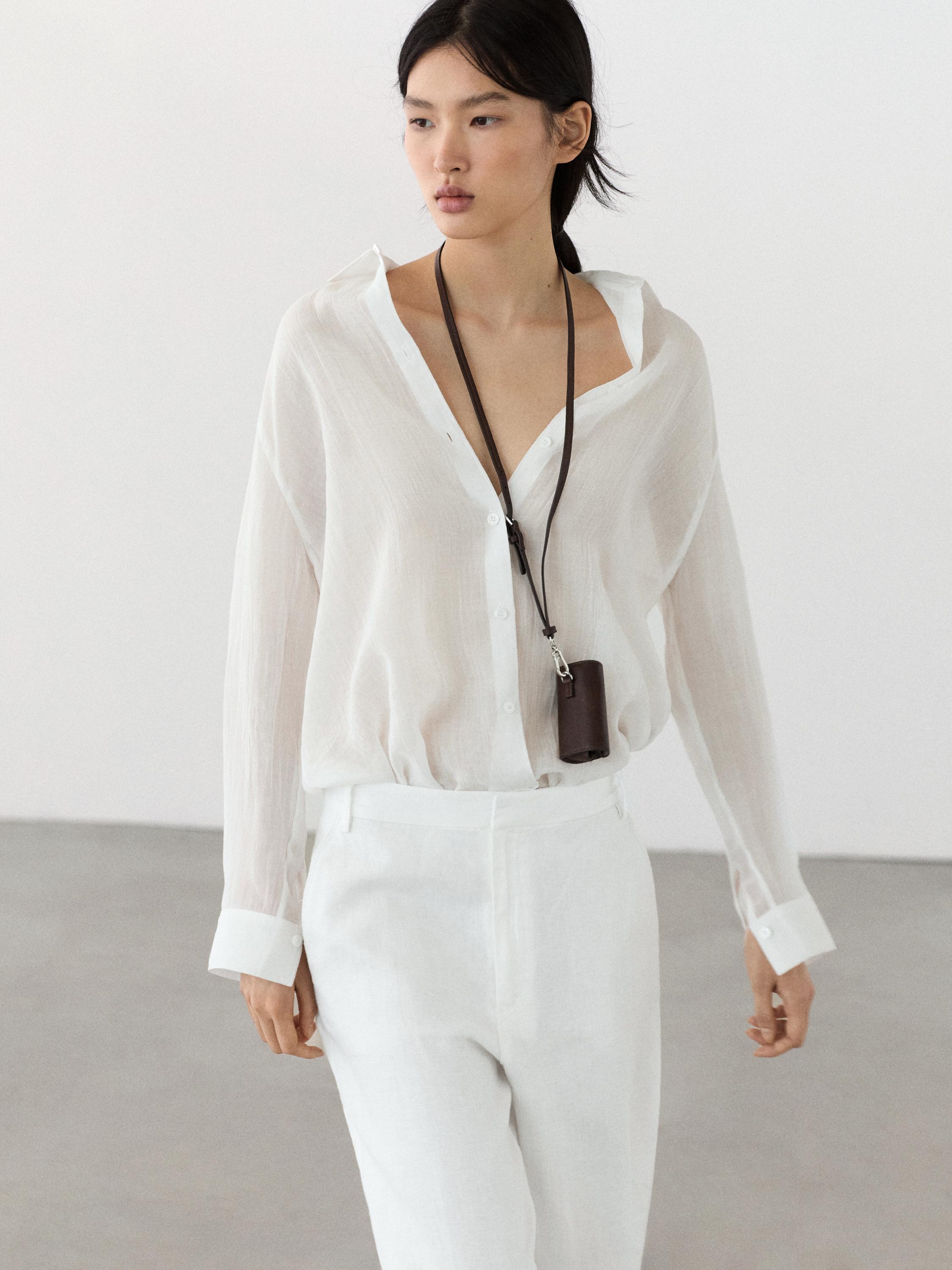 Flowing 100% linen trousers — WHITE