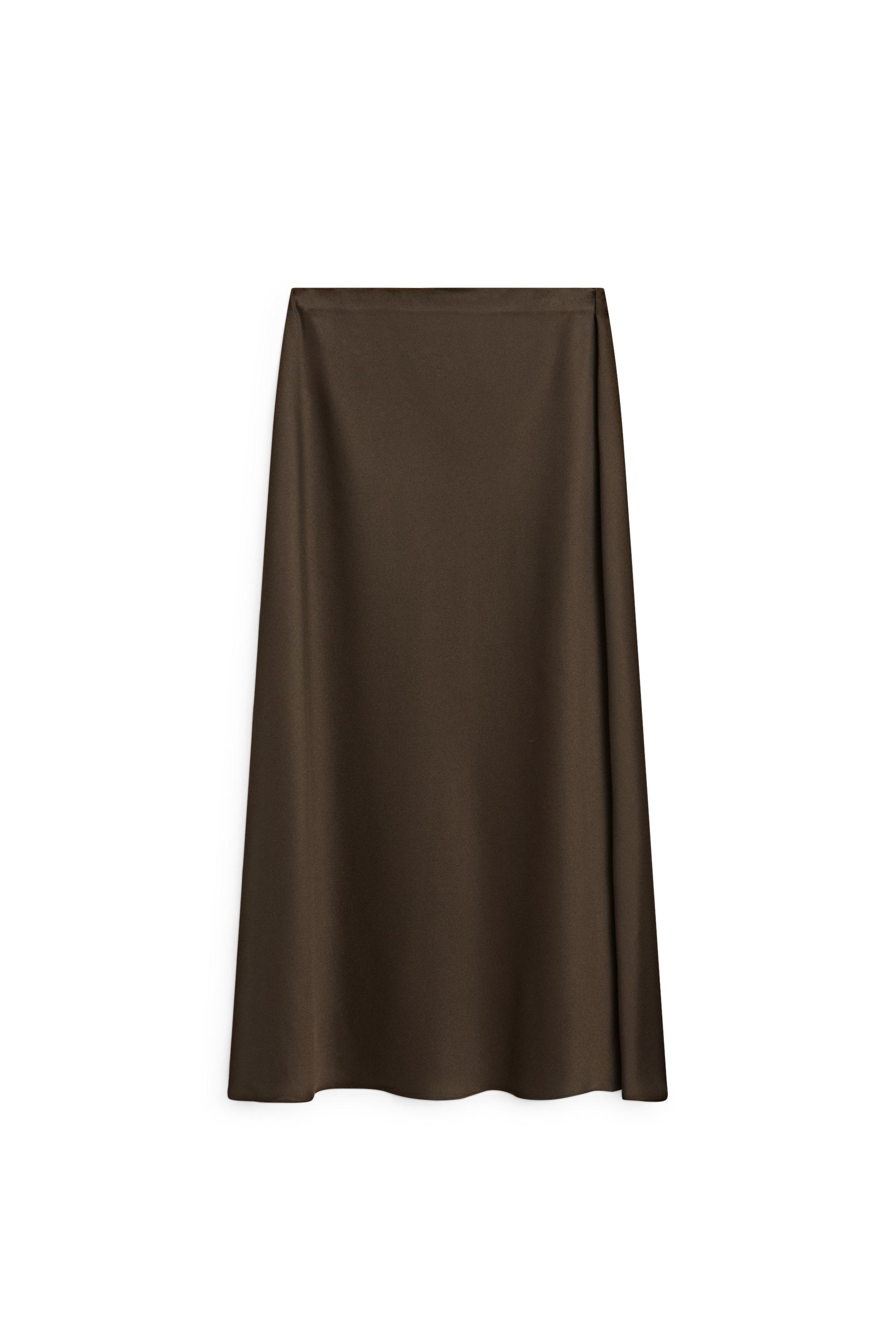 Flowing satin skirt — BROWN