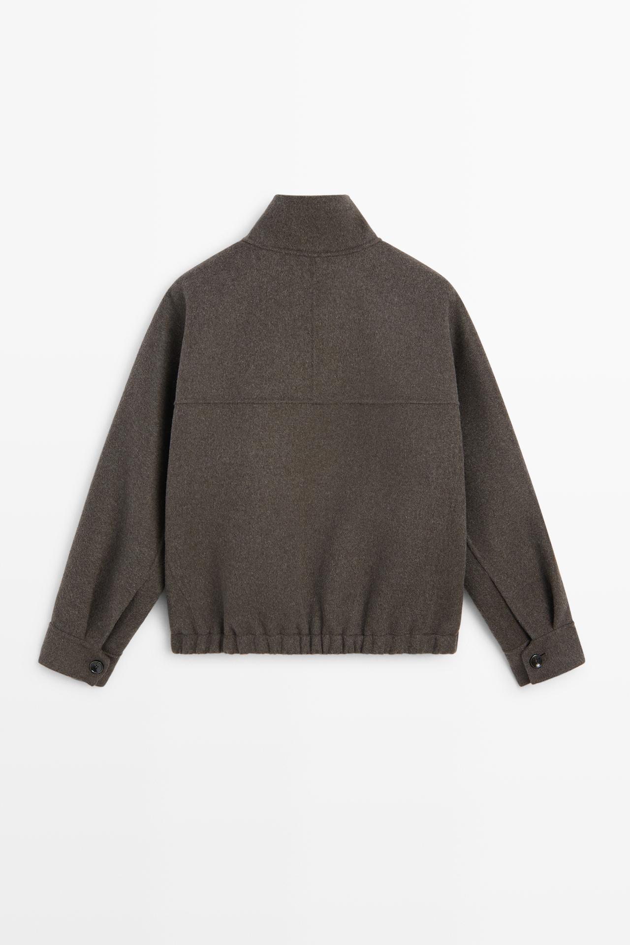 Wool blend bomber jacket — BROWN