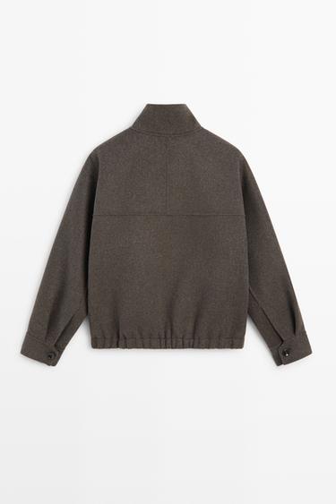 Wool blend bomber jacket — BROWN 6