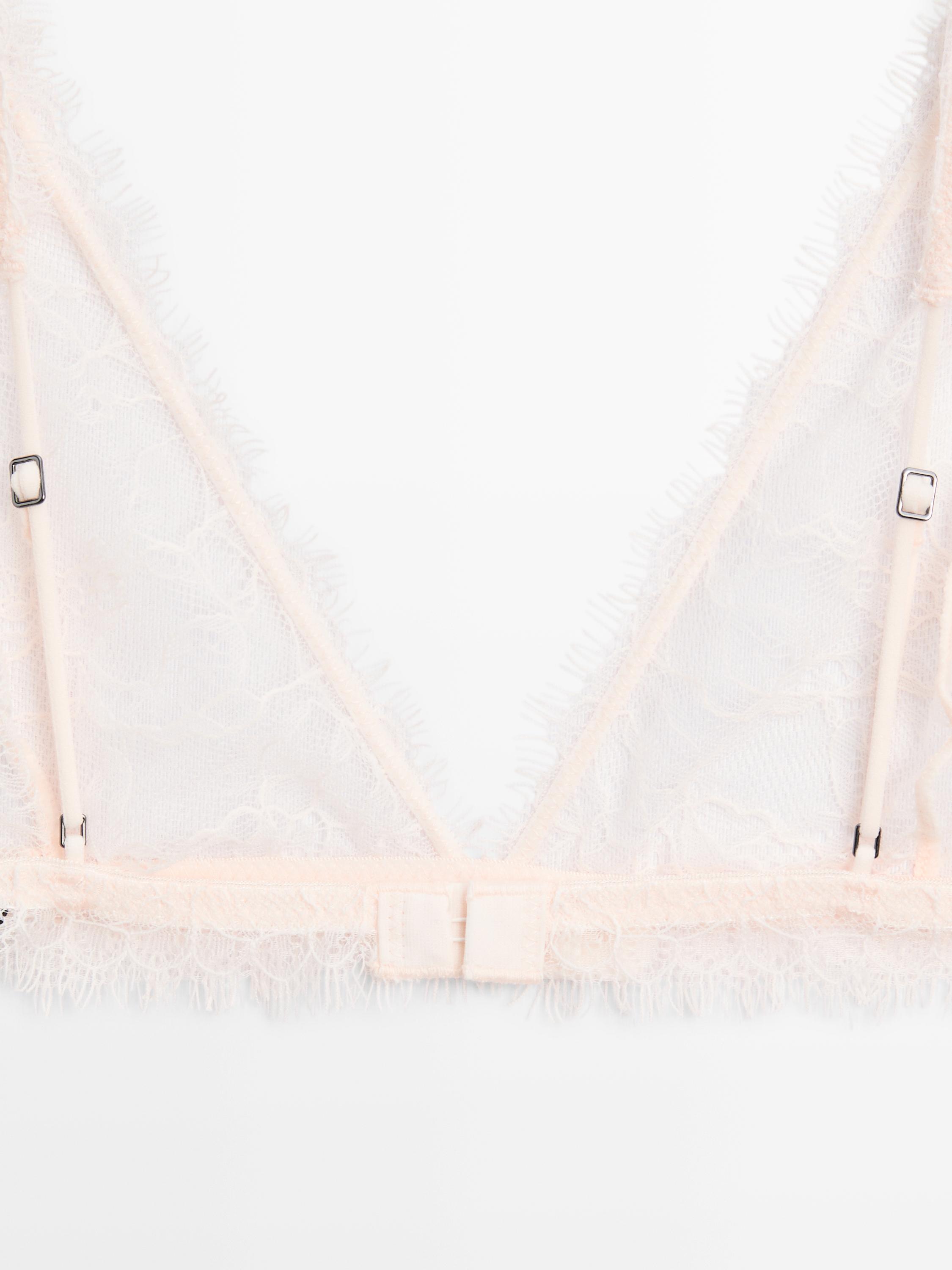 Frayed lace bralette — CREAM