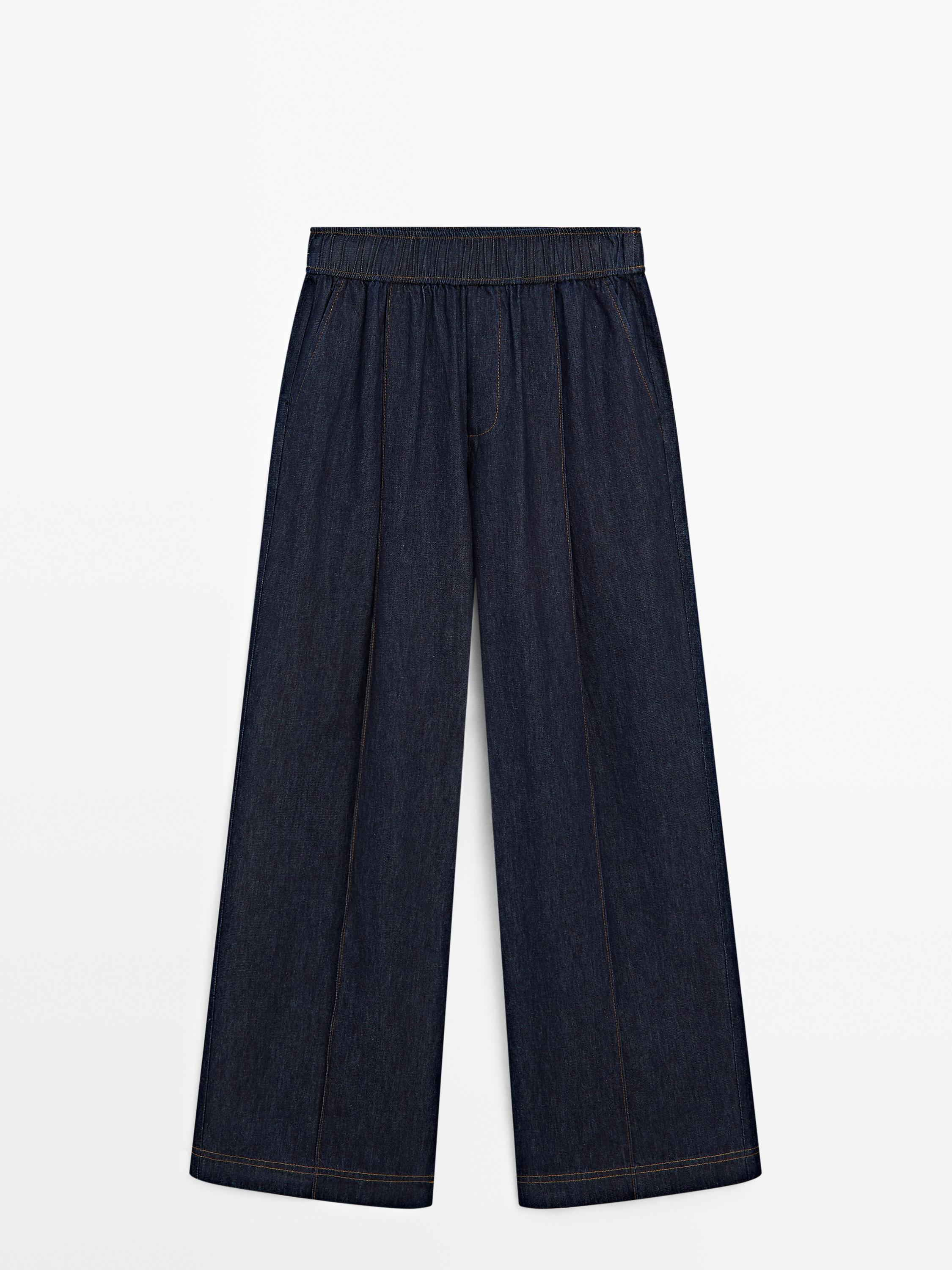 Flowing cotton blend jeans