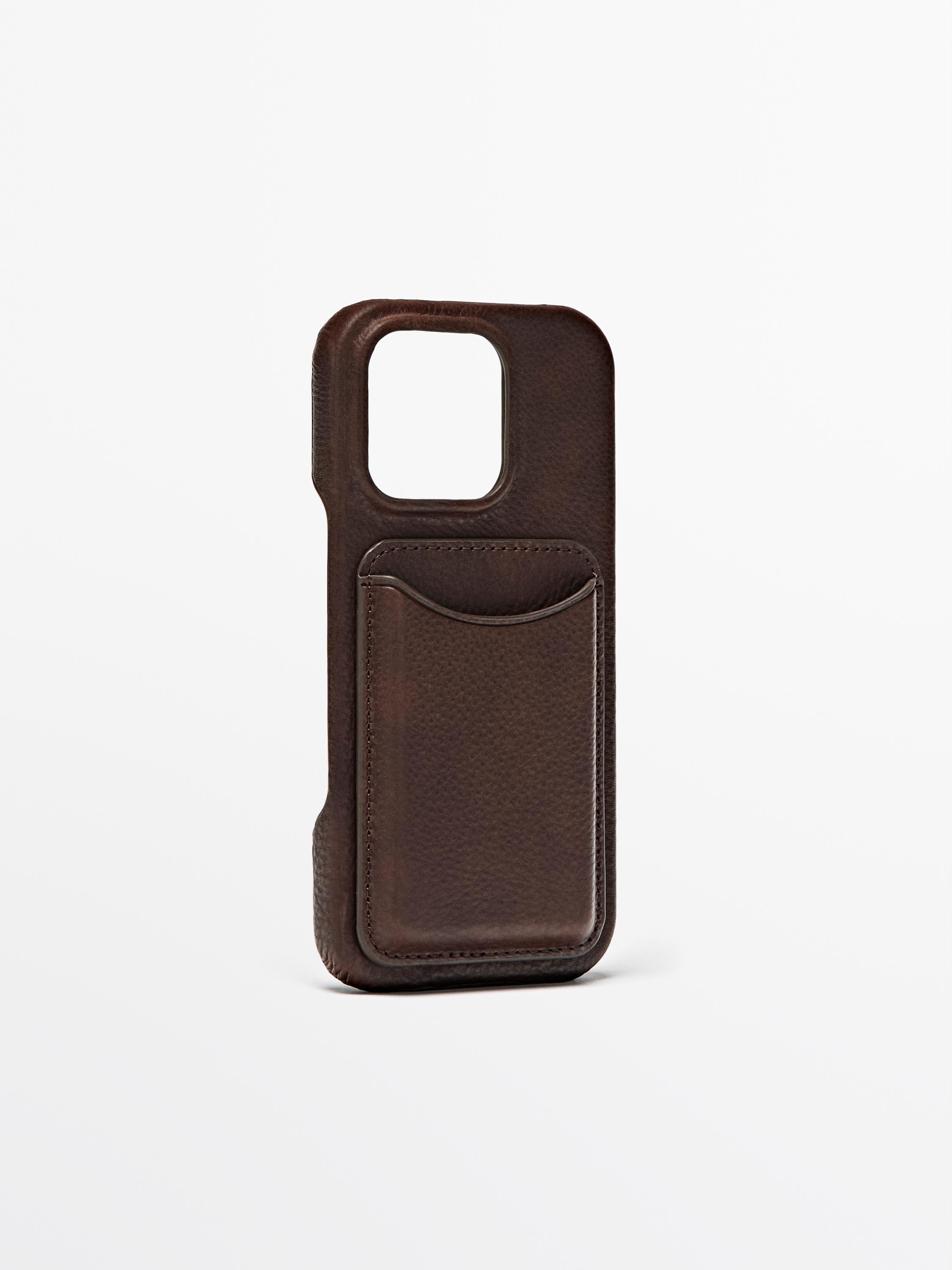 Nappa leather iPhone 16 Pro case — BROWN