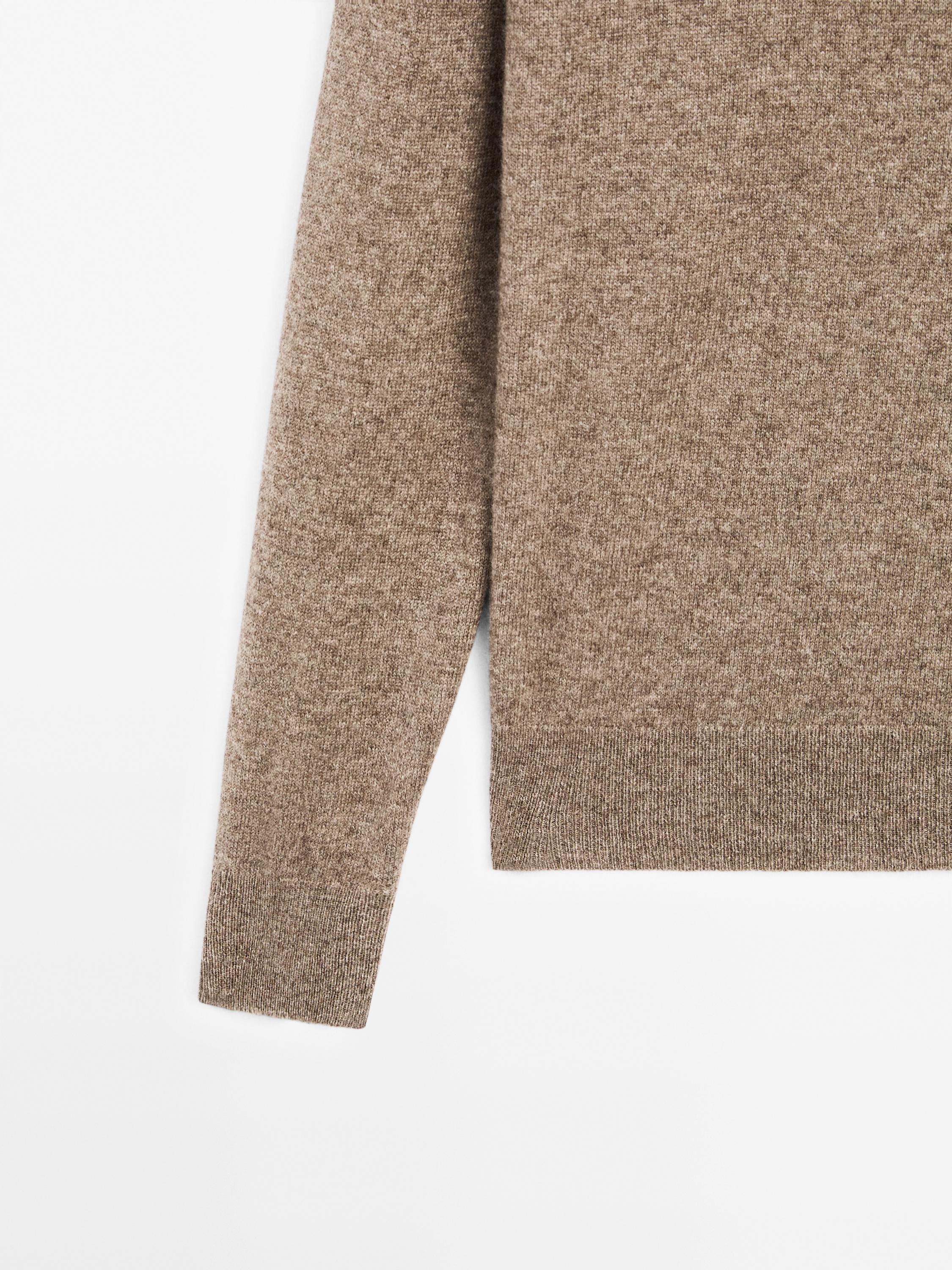 100% cashmere long sleeve sweater — MOLE BROWN