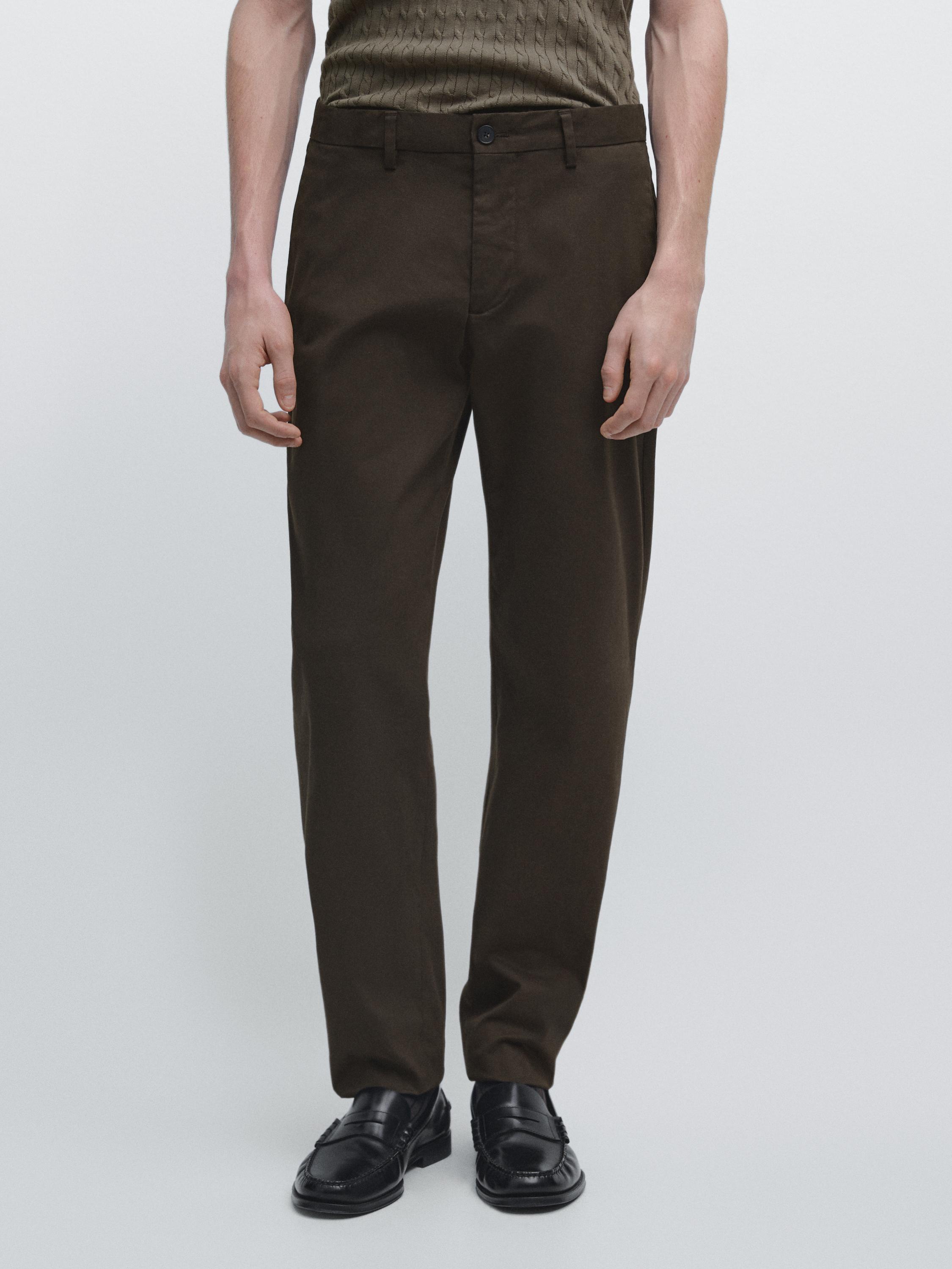 Slim fit cotton trousers