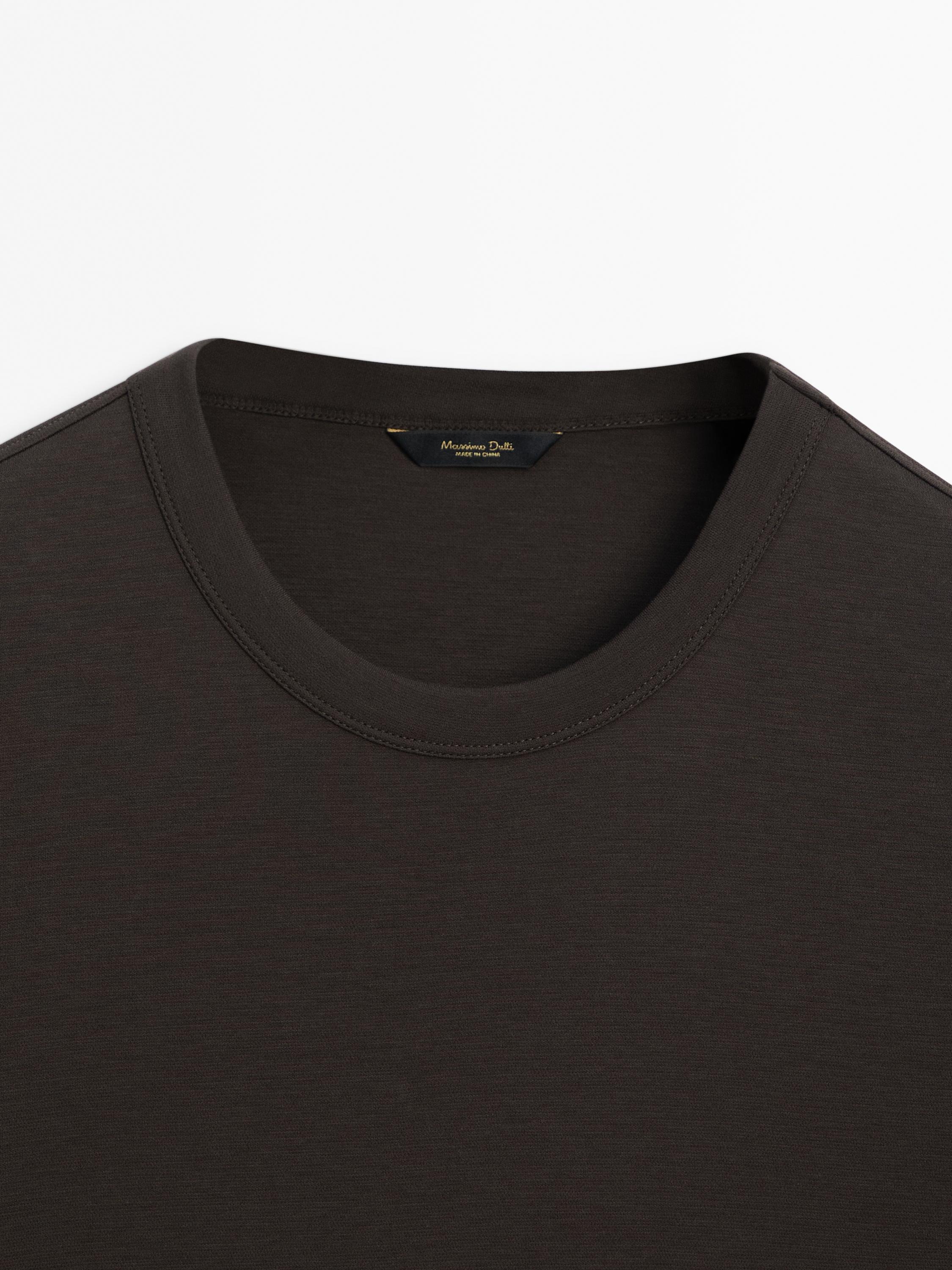 Short sleeve cotton and silk T-shirt — CHARCOAL GREY